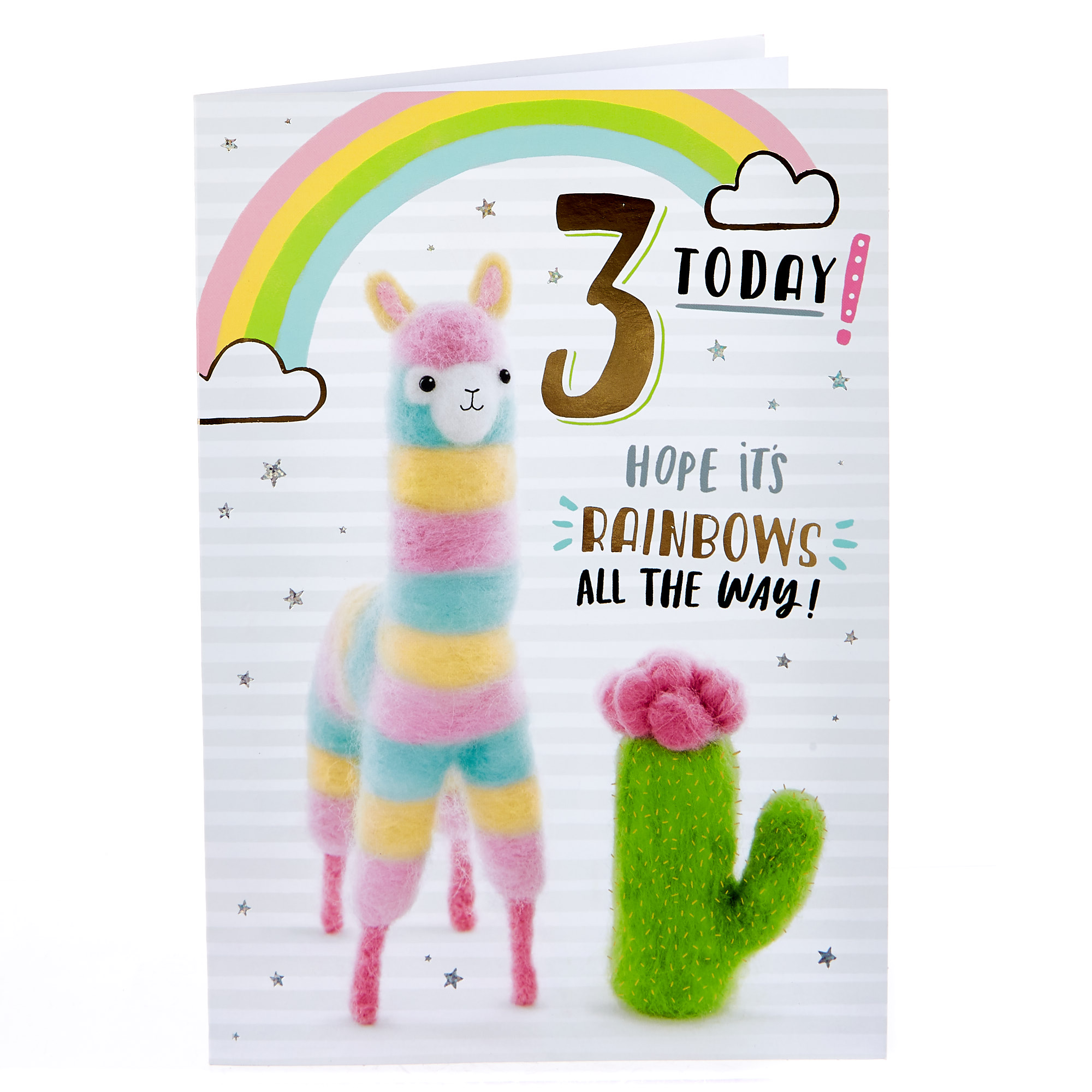 3rd Birthday Card - Felted Llama