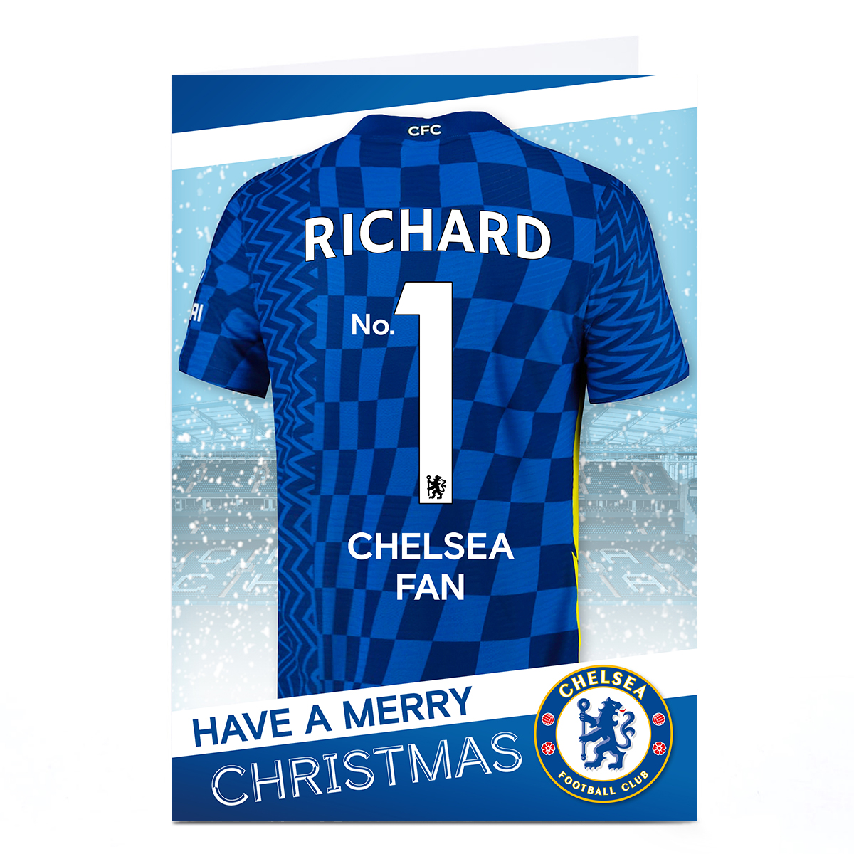 Personalised Chelsea FC Christmas Card - Football Shirt