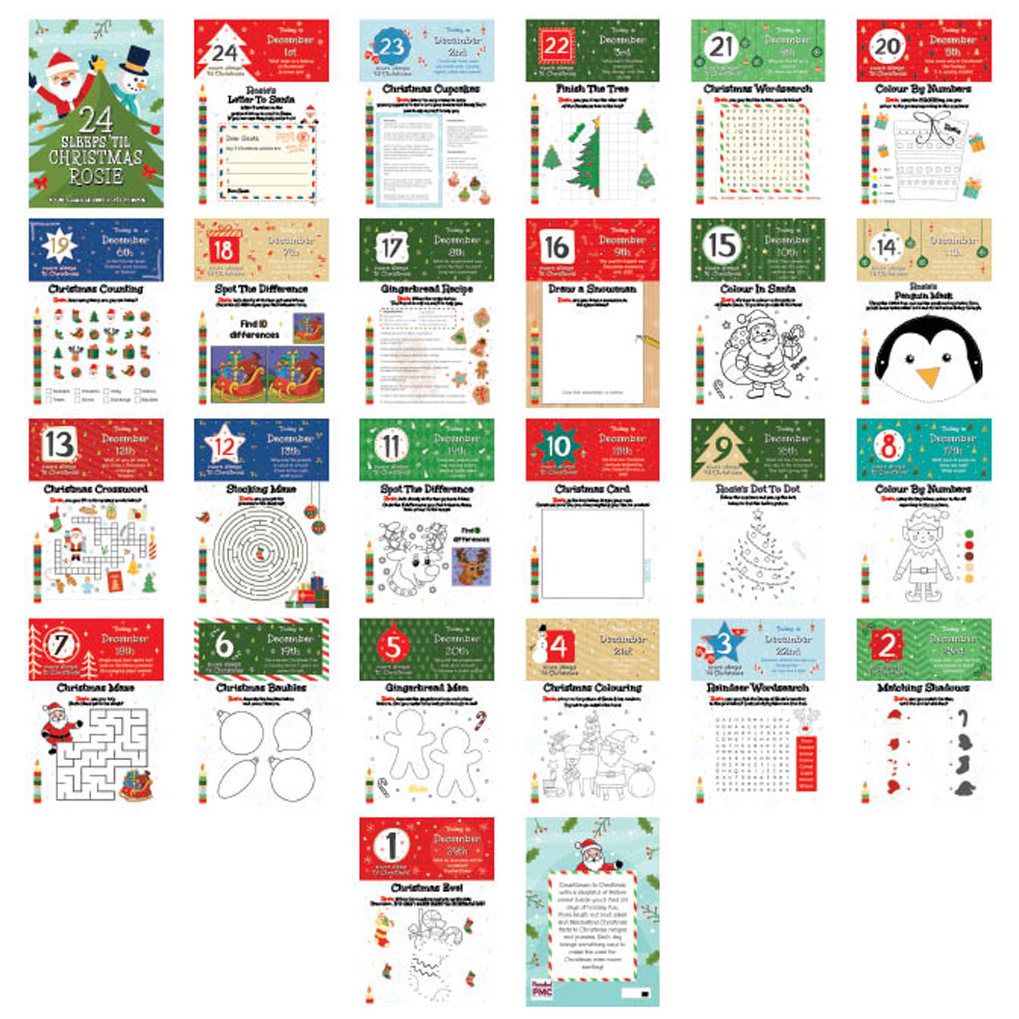 Personalised 24 Sleeps Christmas Activity Advent Calendar,  Personalised 24 Sleeps Christmas Activity Advent Calendar