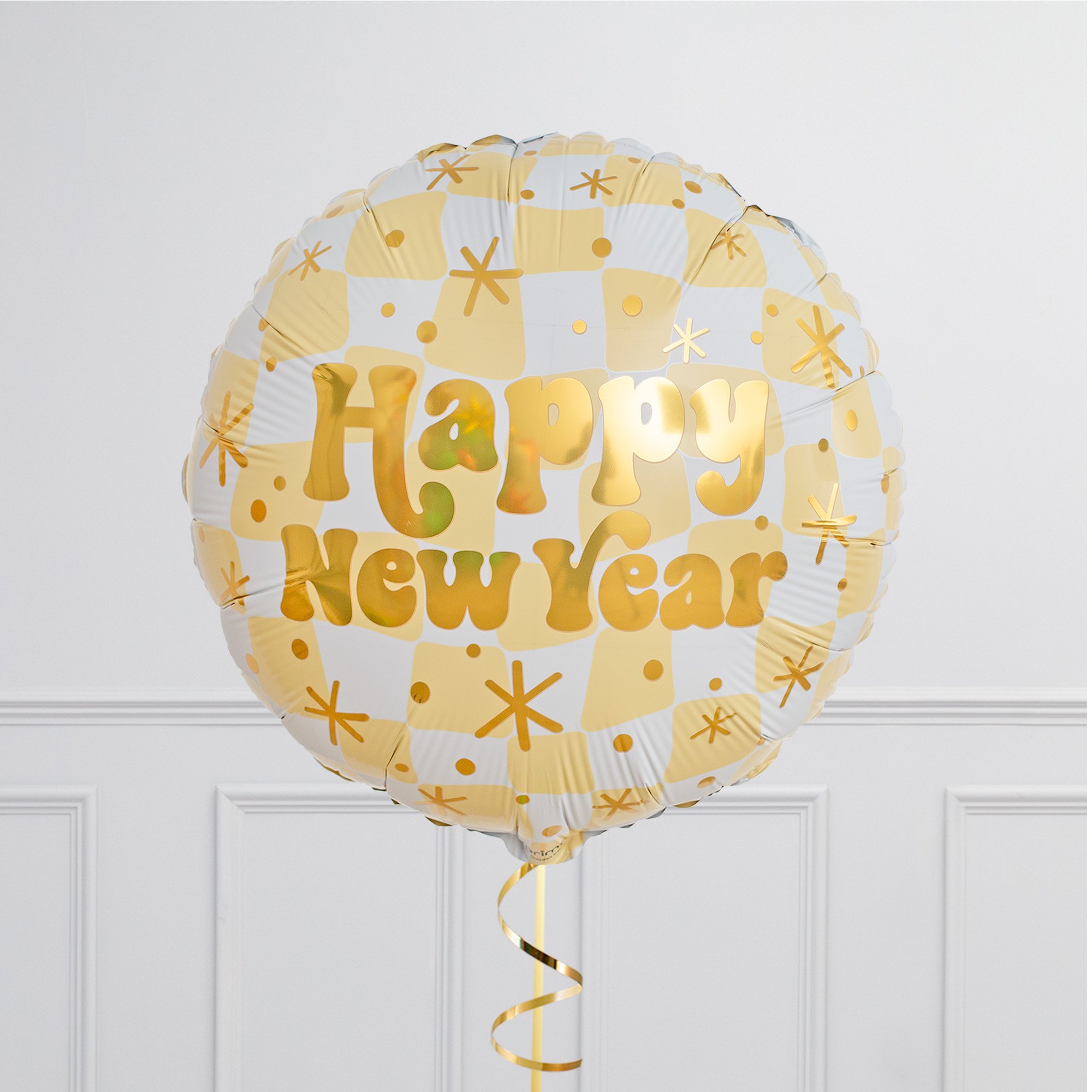 Golden Happy New Year Foil Balloon Package - Delivered Inflated!