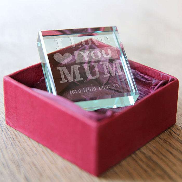 Personalised Engraved Glass Token - I Love You Mum