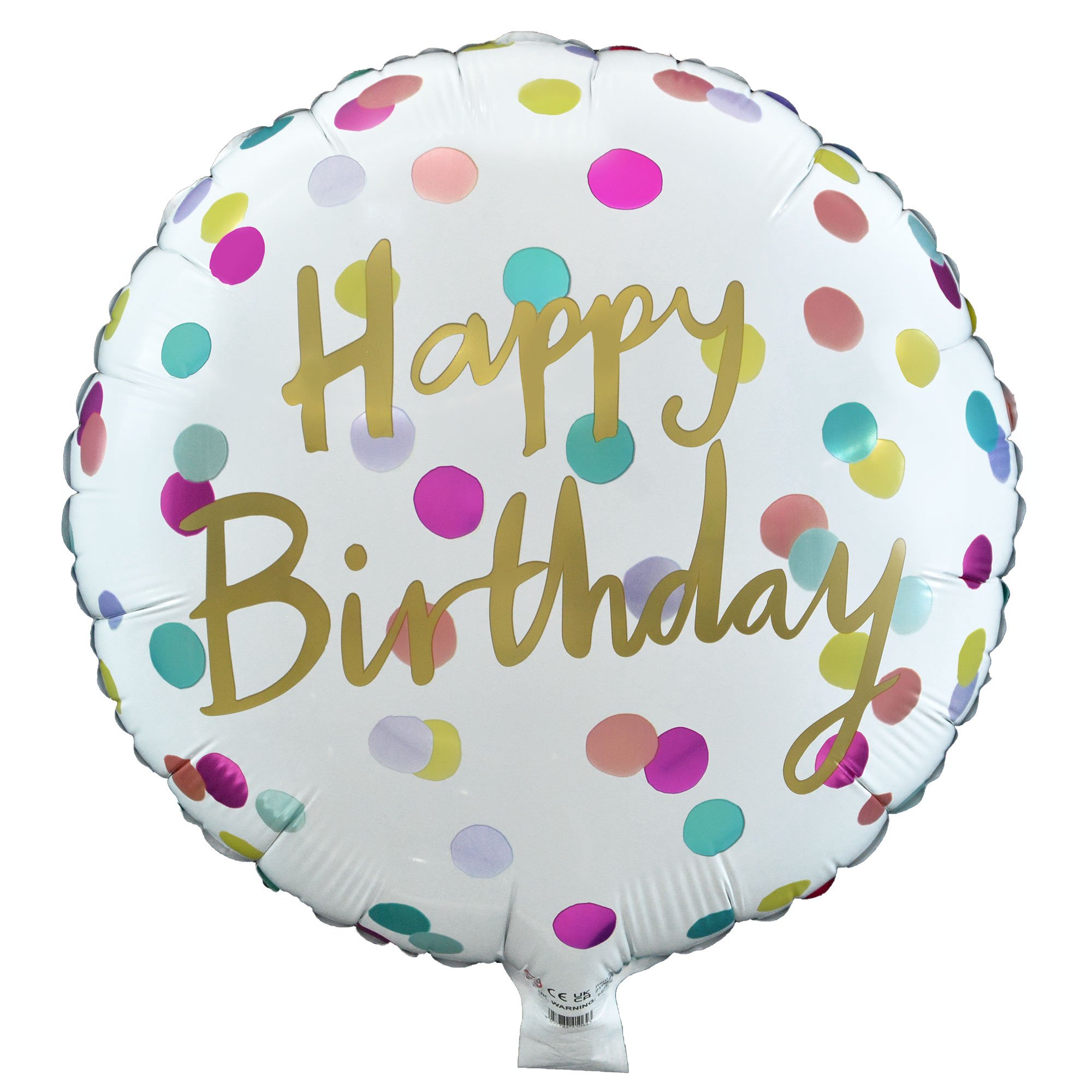 18-Inch Spotty Happy Birthday Foil Helium Balloon
