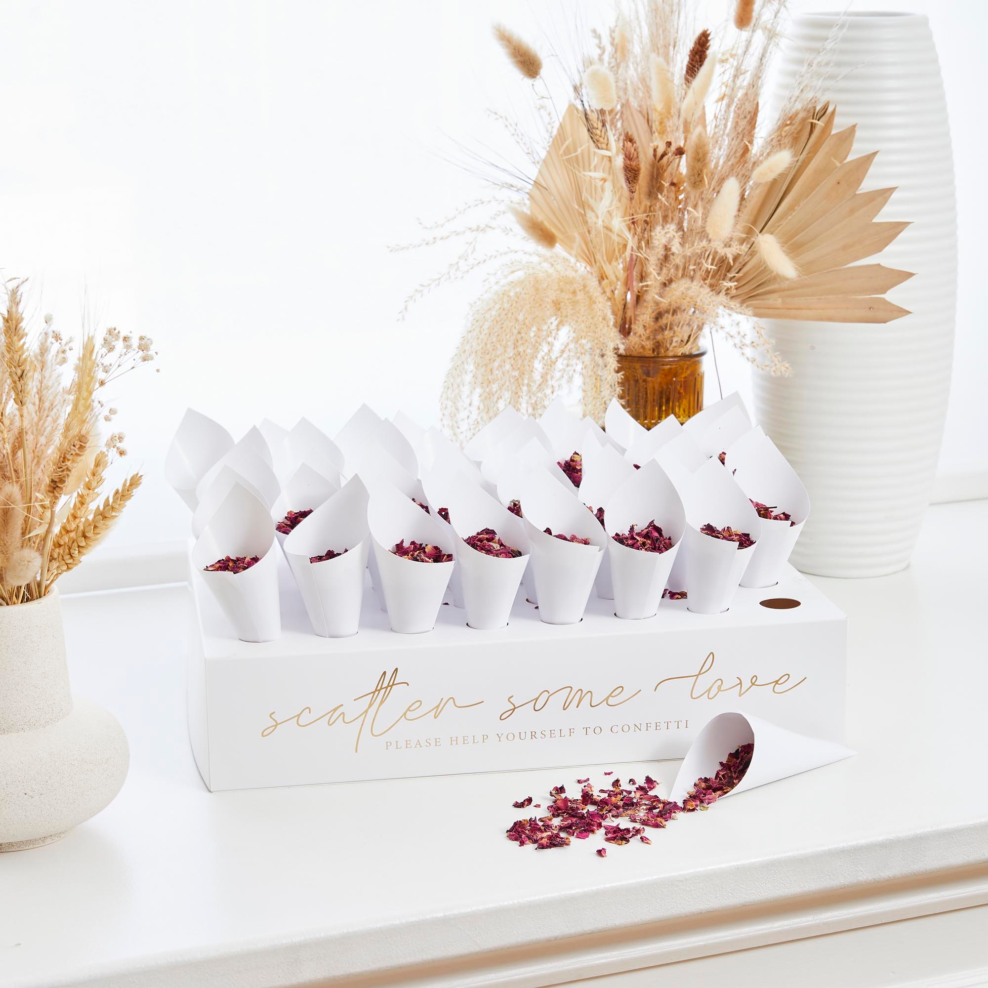 Gold Scatter Some Love Confetti Cones - Pack of 45 & Display Box