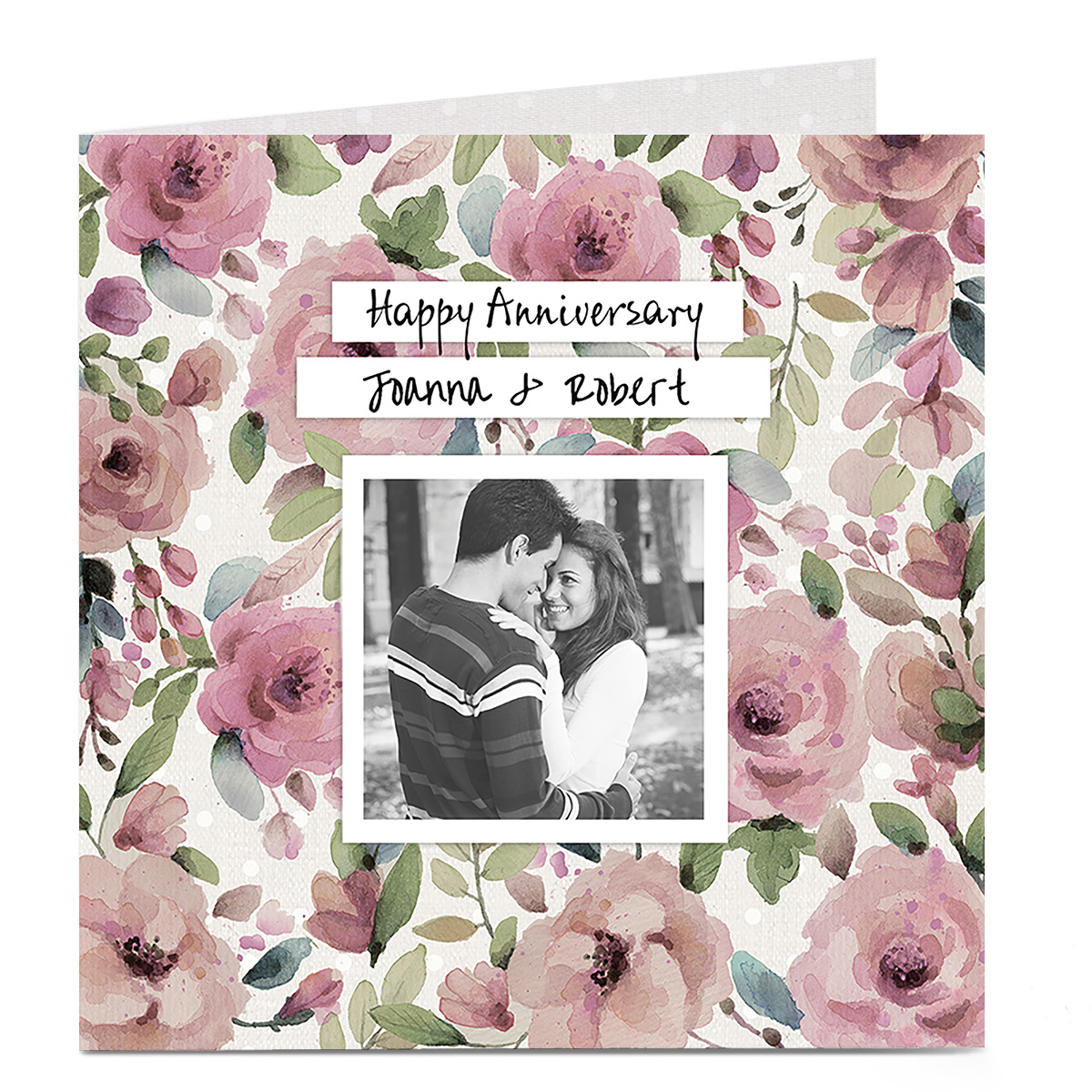 Photo Anniversary Card - Pink Flowers