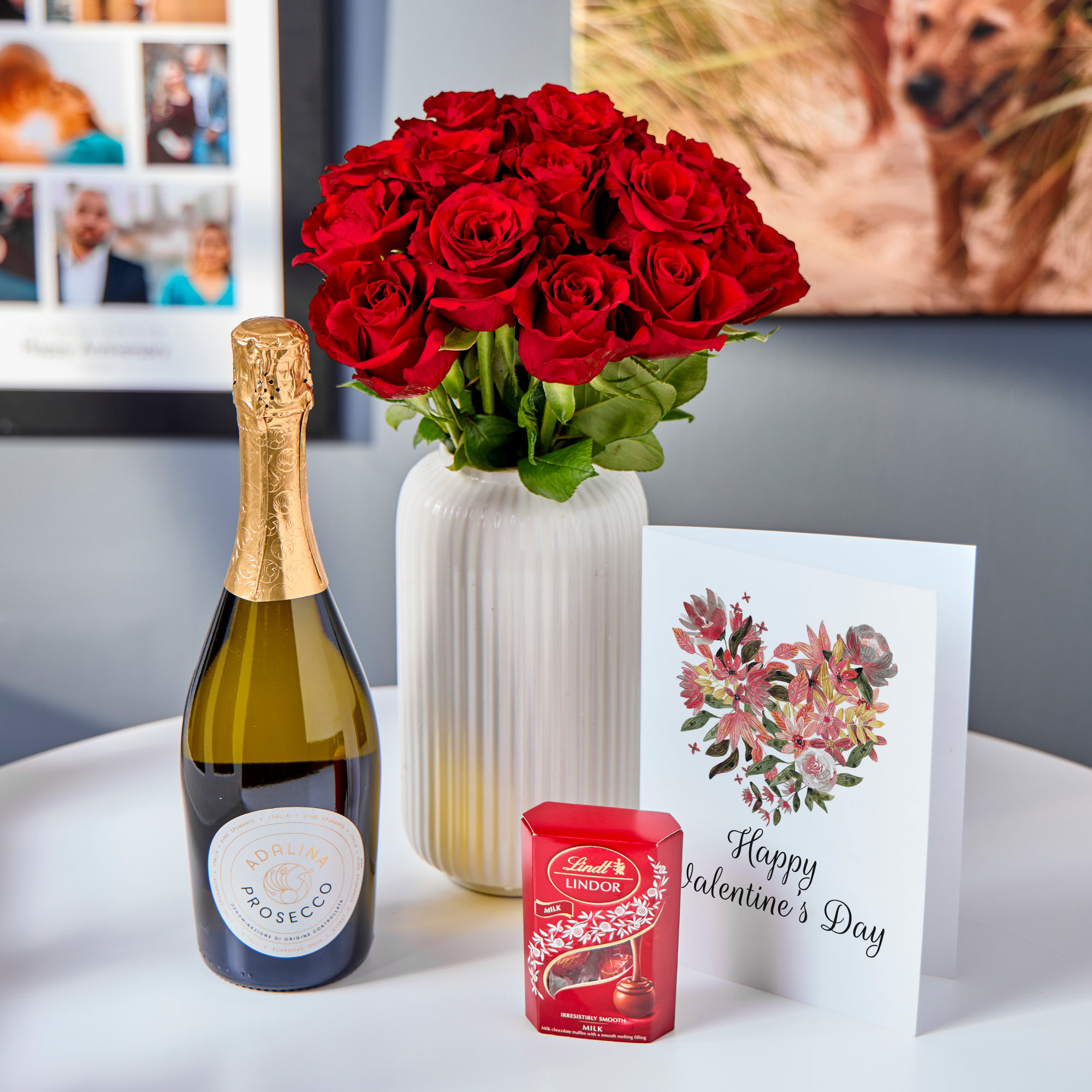 Blossoming Gifts 12 Red Roses, Chocolates, Prosecco & Valentine's Card Bundle - Free Delivery!