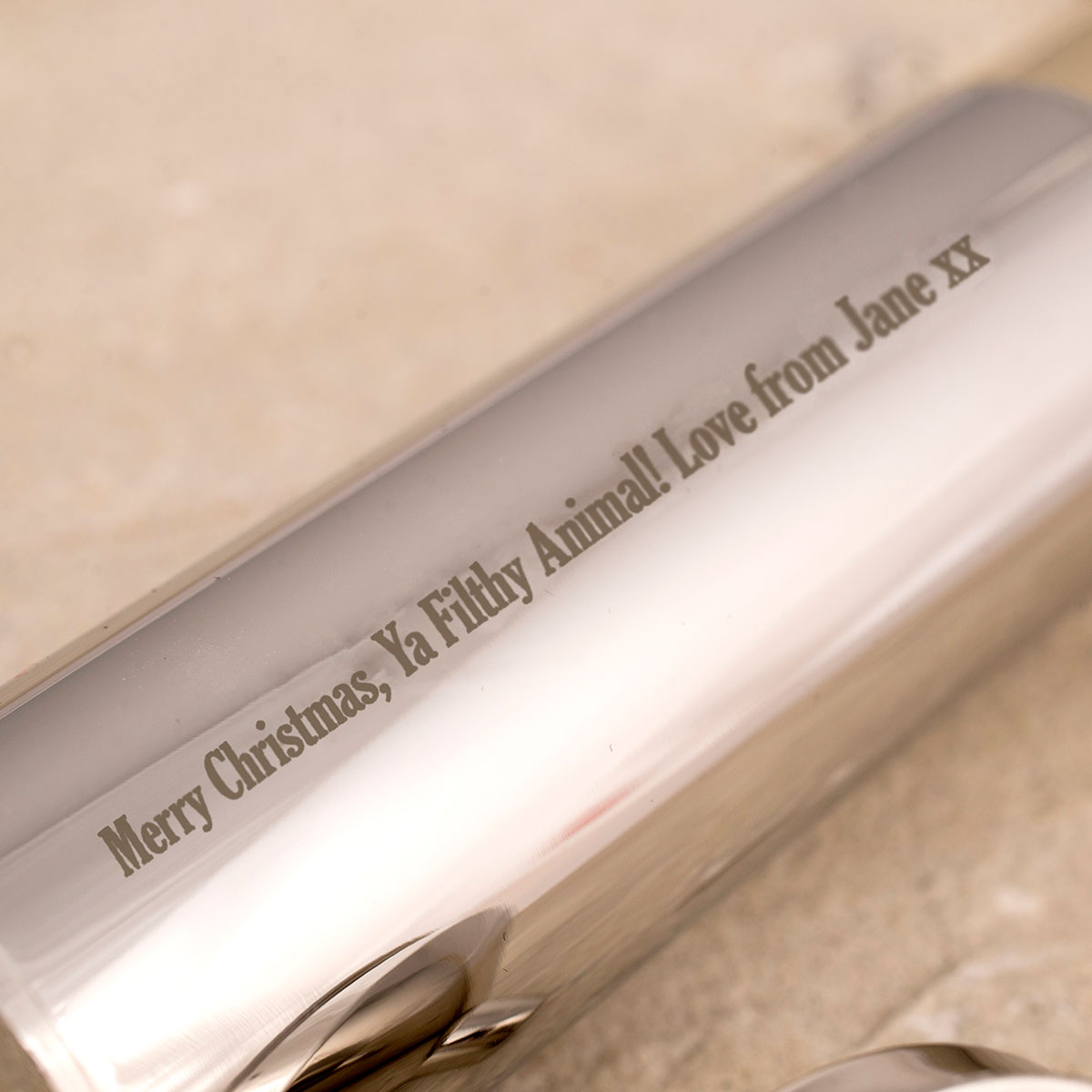 Personalised Engraved Stainless Steel Gun Cartridge Hip Flask