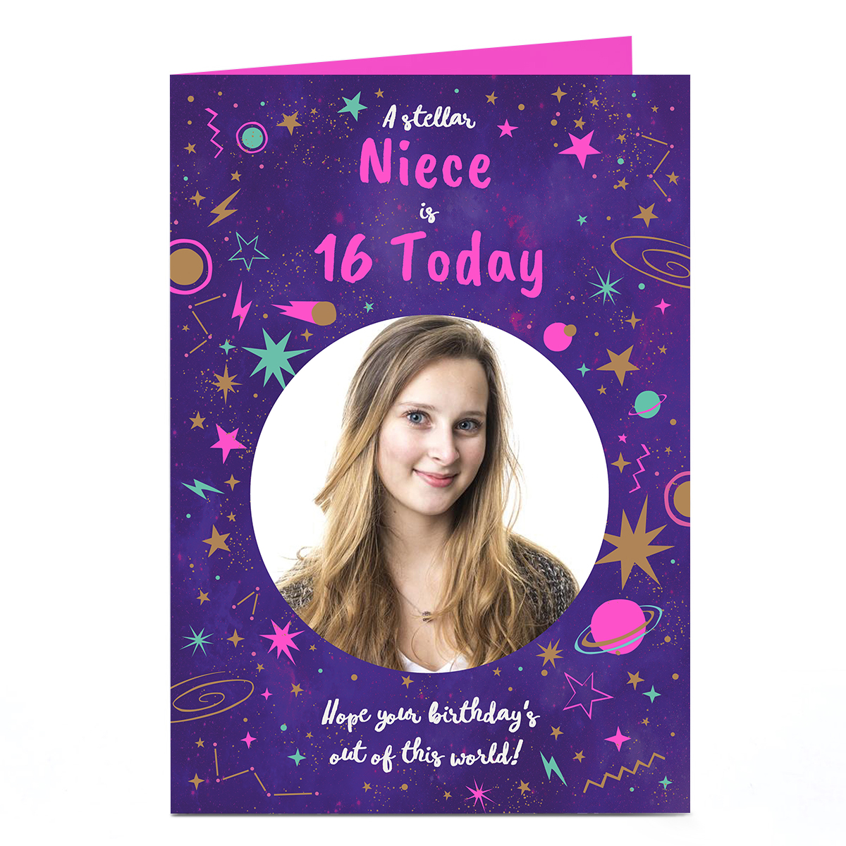 Photo Birthday Card - Out Of This World, Editable Age