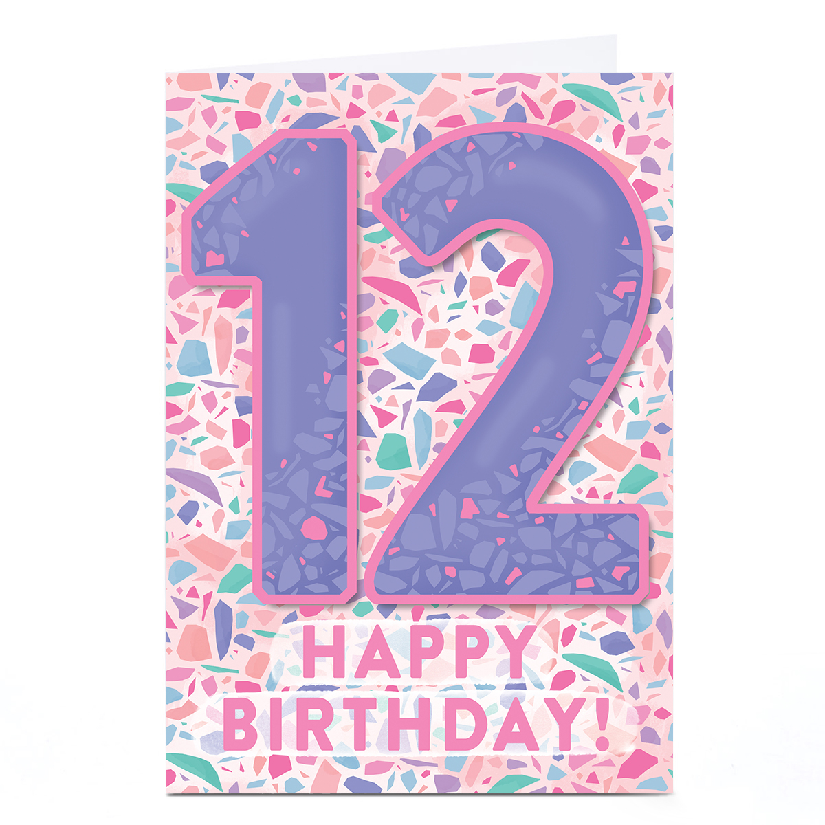 Personalised 12th Birthday Card - Geo Pink Happy Birthday