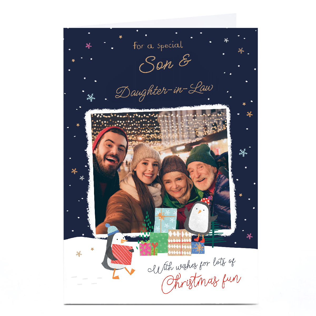 Photo Christmas Card - Christmas Fun Photo Frame, Son and Daughter in Law