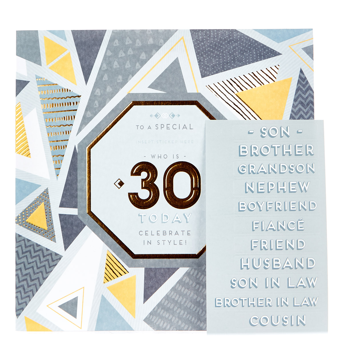 Exquisite Collection 30th Birthday Card - Any Male Recipient (Stickers Included)