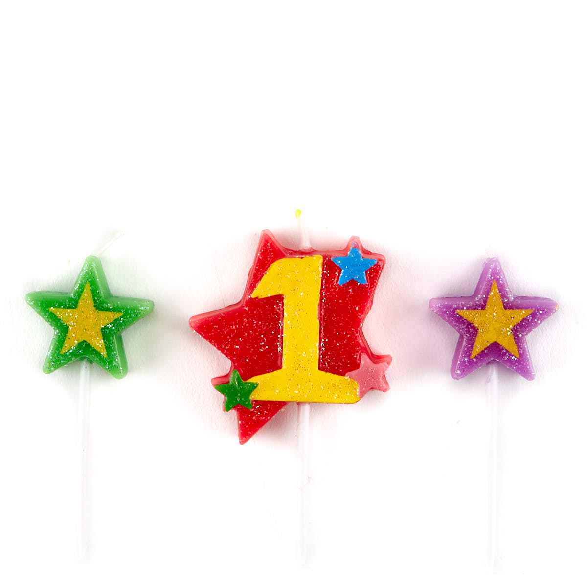 Number 1 Star Birthday Candles - Pack Of 3