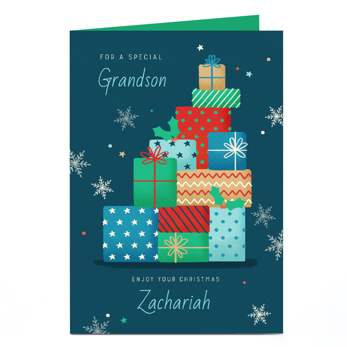Personalised Christmas Card - Box of Presents Blue