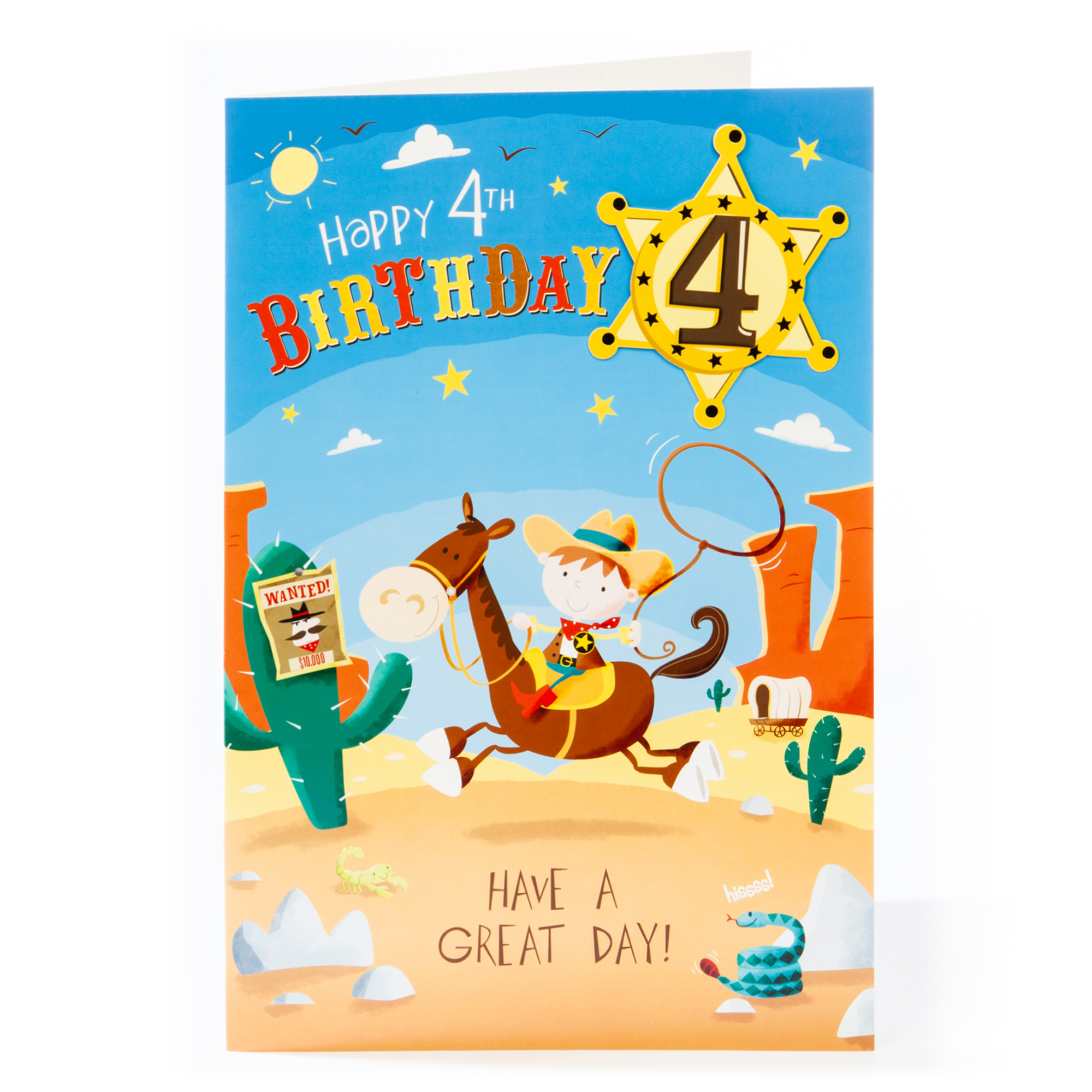 4th Birthday Card - Wild West