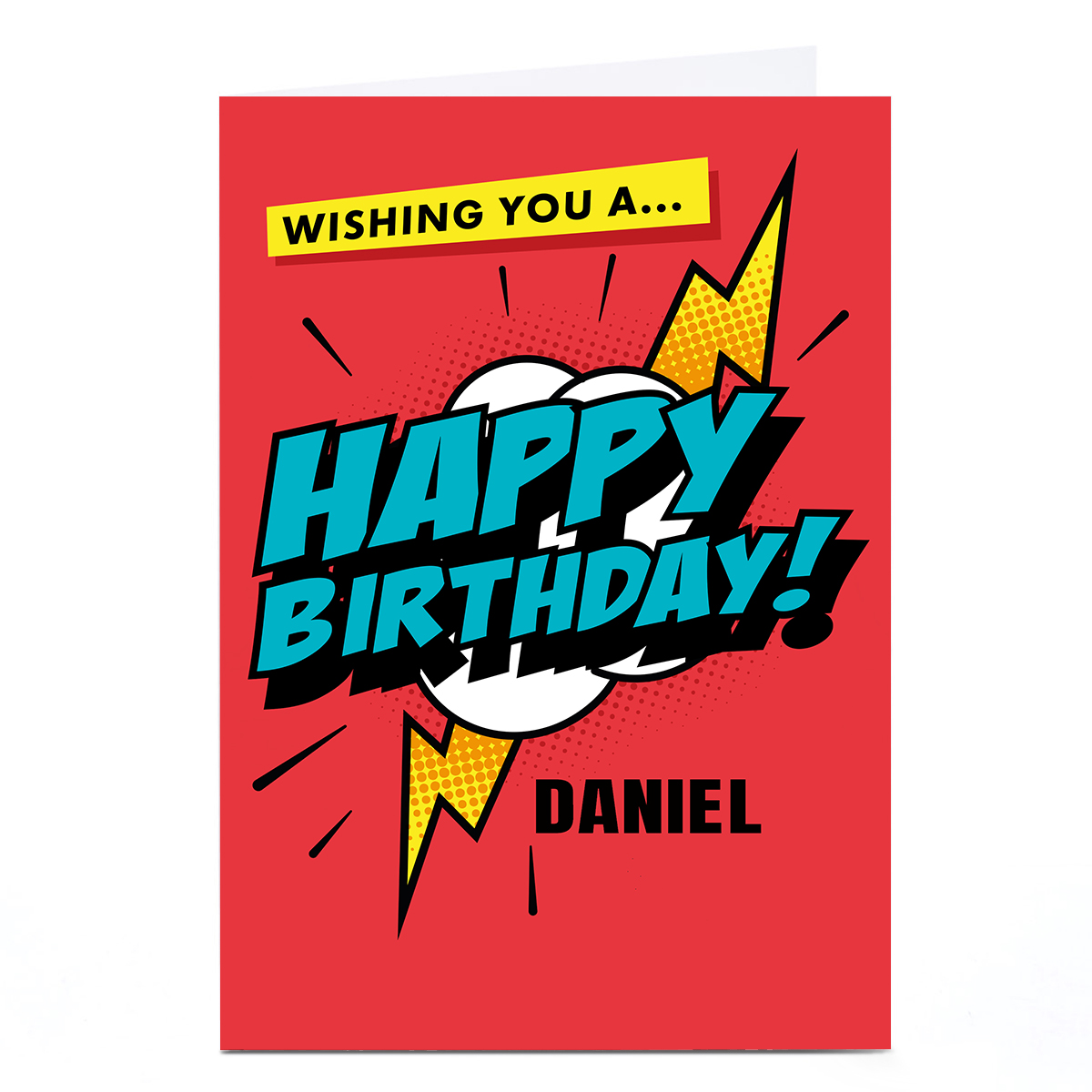 Personalised Hello Munki Birthday Card - Red Comic