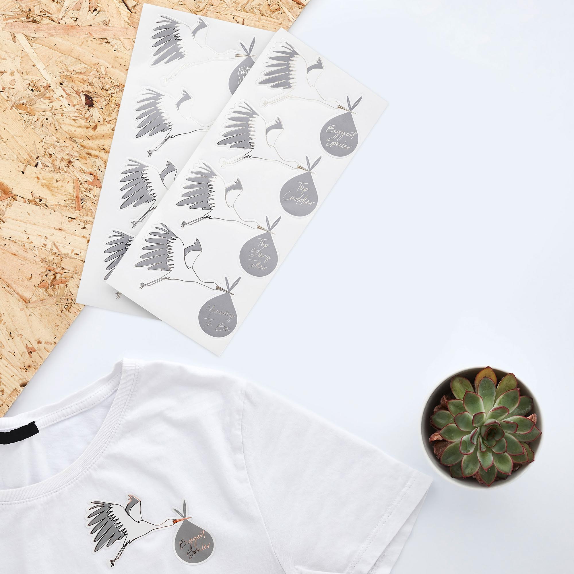 Image of Baby Shower Stork Stickers - 2 Sheets