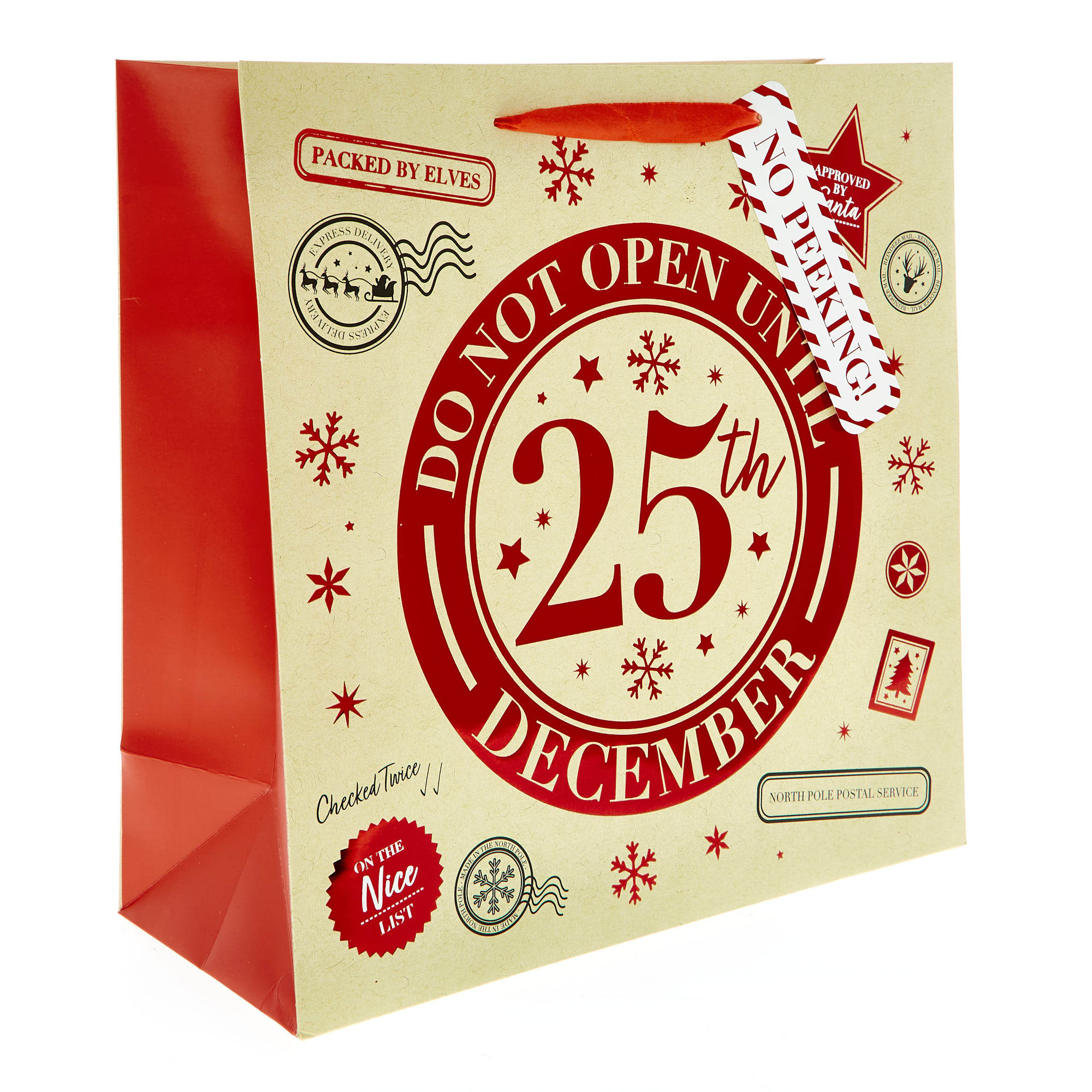 Large Square 25th December Christmas Gift Bag