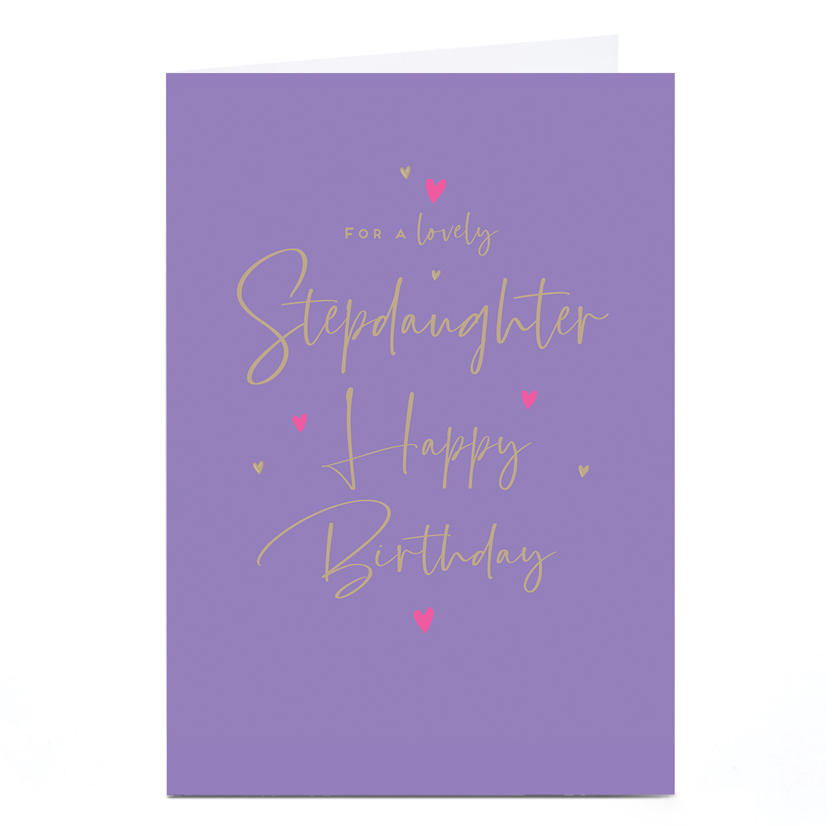 Personalised Birthday Card - Lilac and Gold Script, Stepdaughter