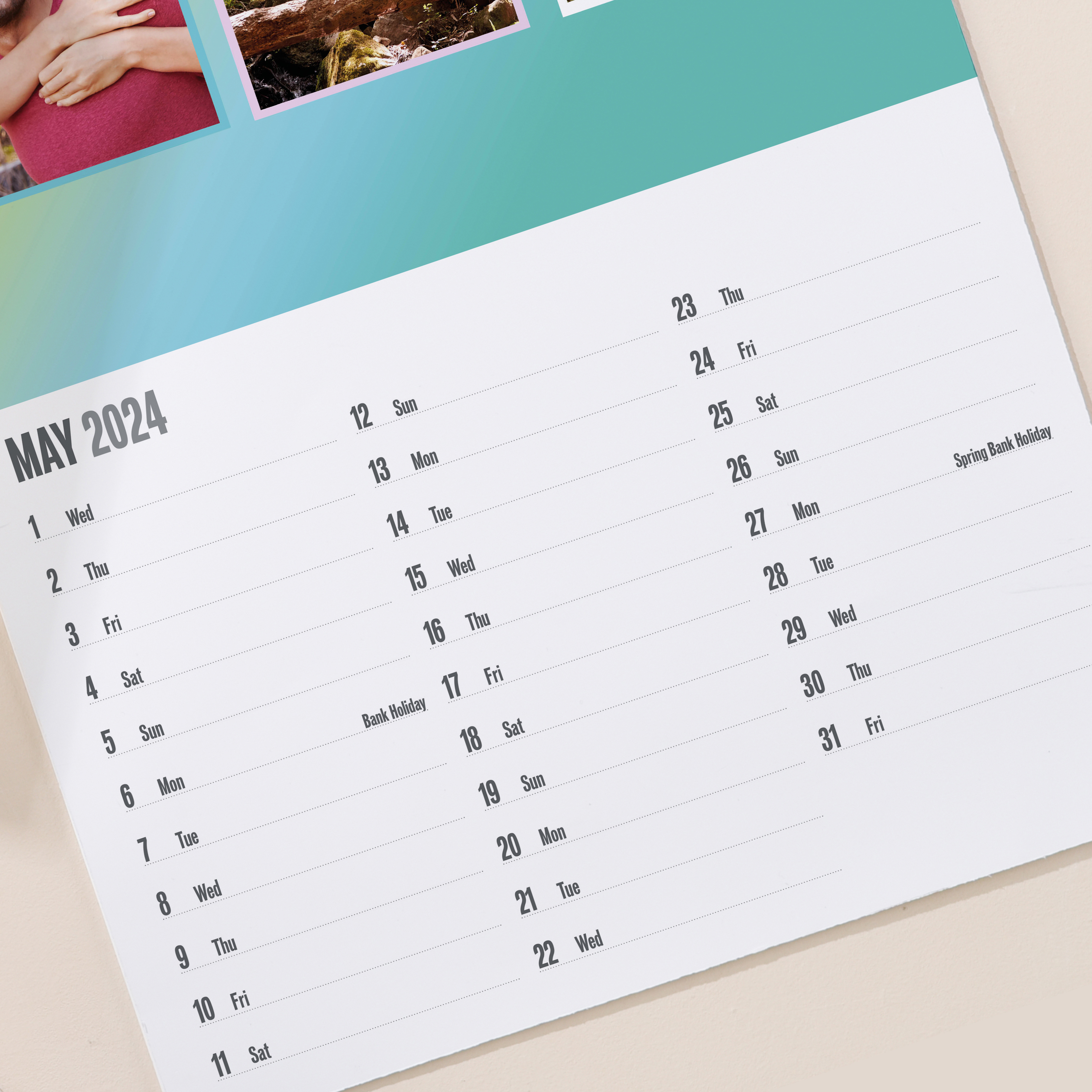 Photo Upload Colourful Borders Calendar