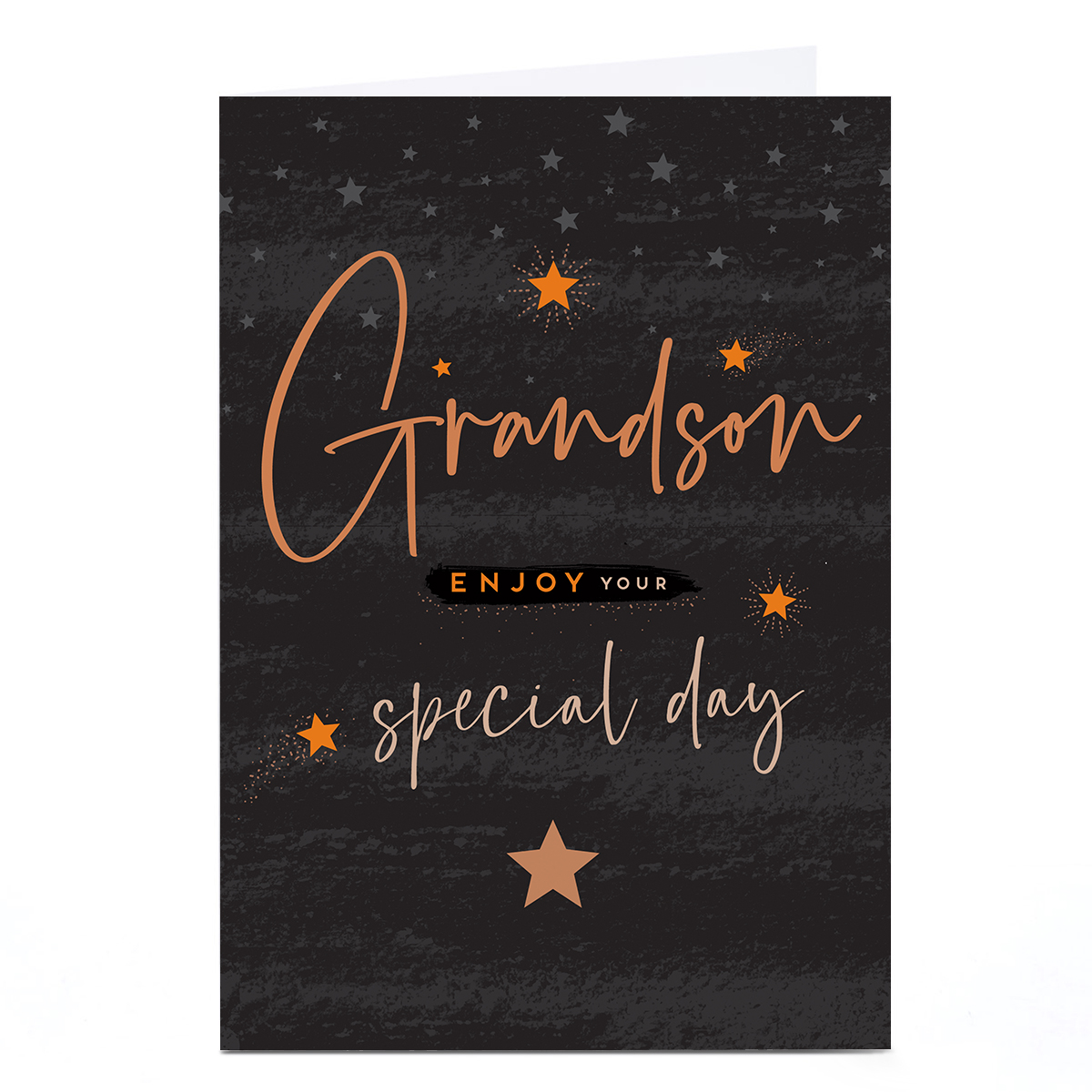 Birthday Card - Black and Bronze, Grandson