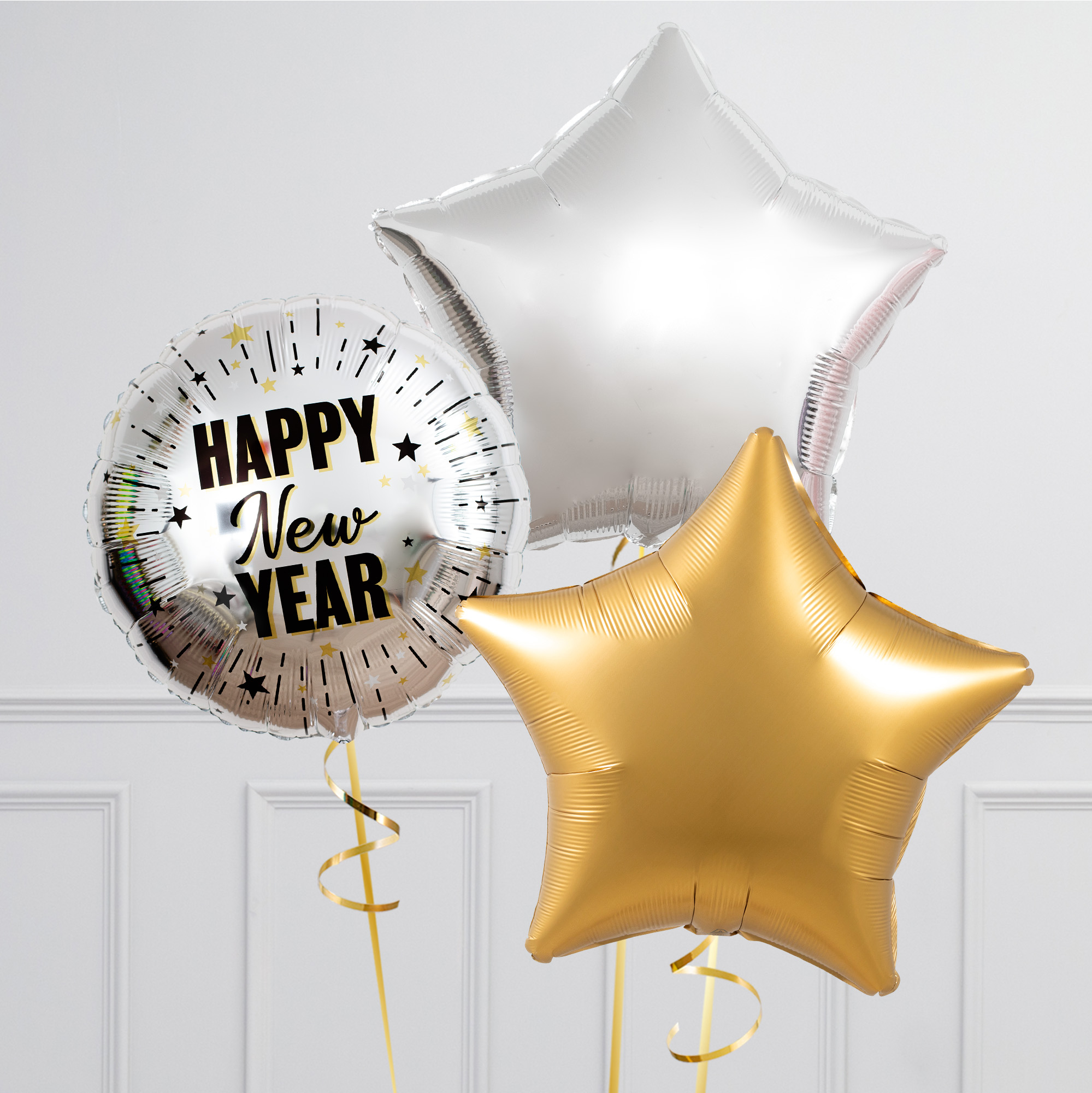 Ring In The New Year Supershape & Foil Balloon Package - Delivered Inflated!
