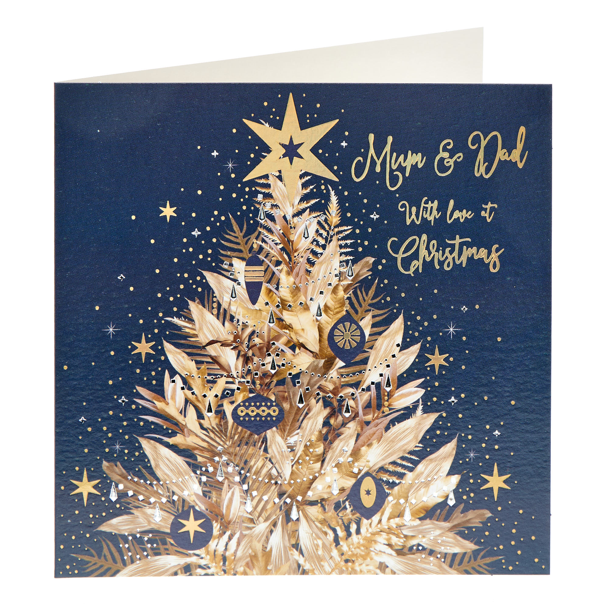 Mum & Dad Golden Tree Christmas Card