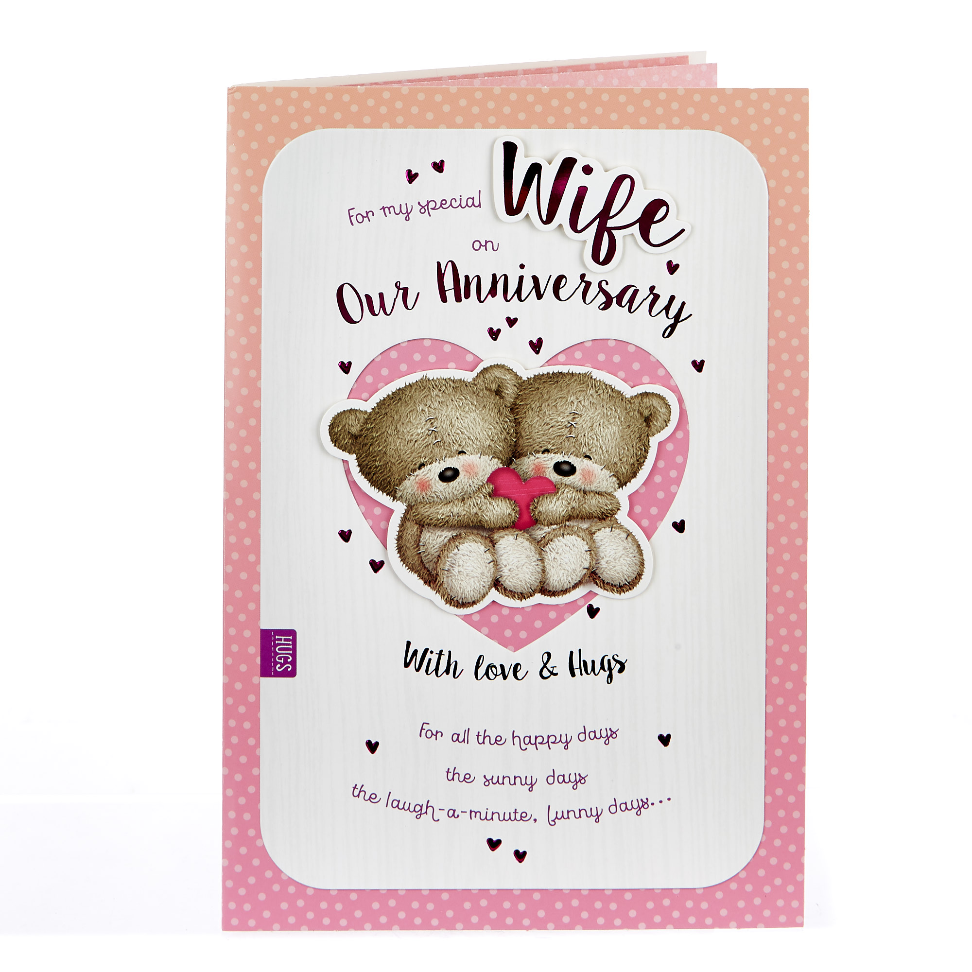 Hugs Bear Anniversary Card - For My Special Wife