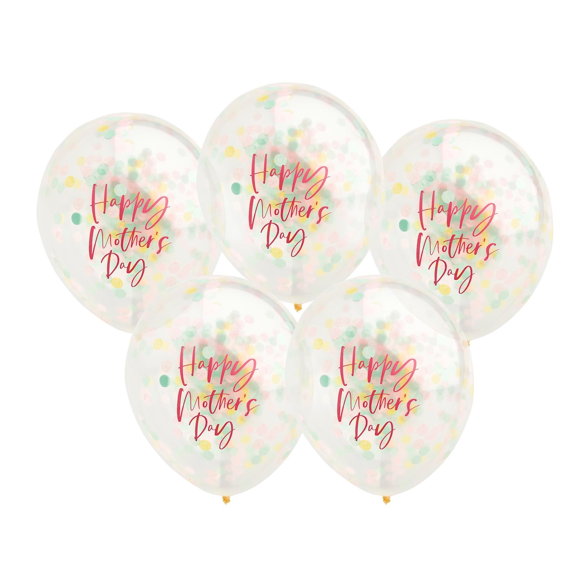 Happy Mother's Day Confetti-Filled Latex 12-Inch Balloons - Pack of 5