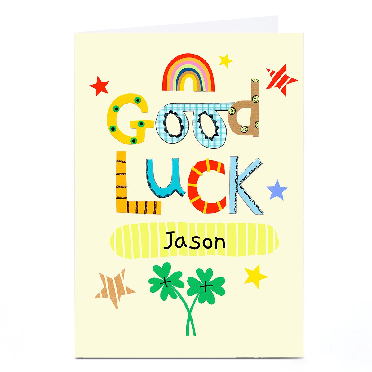 Personalised Lindsay Loves To Draw Good Luck Card - Four Leaf Clover