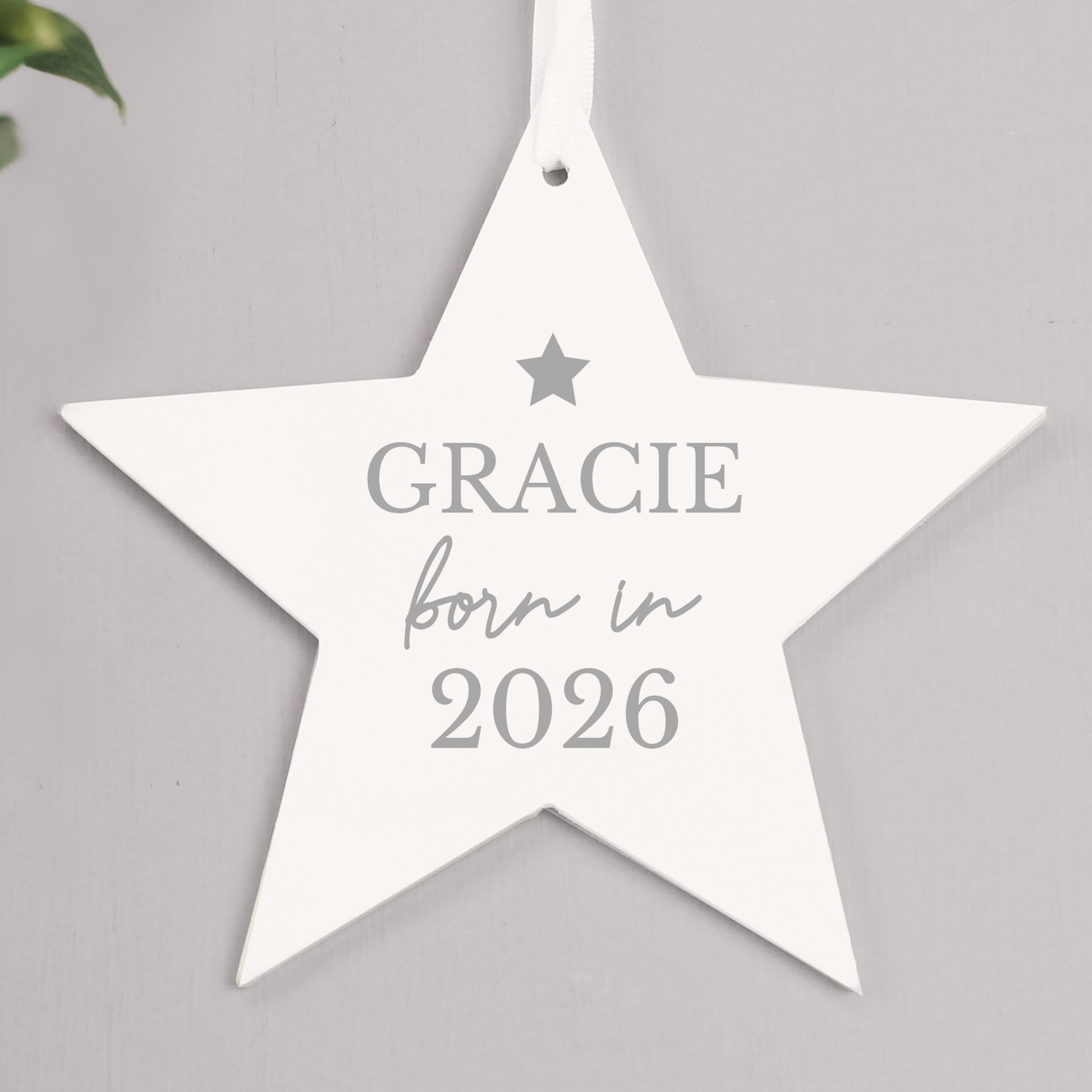 Personalised Born In Wooden Star Decoration