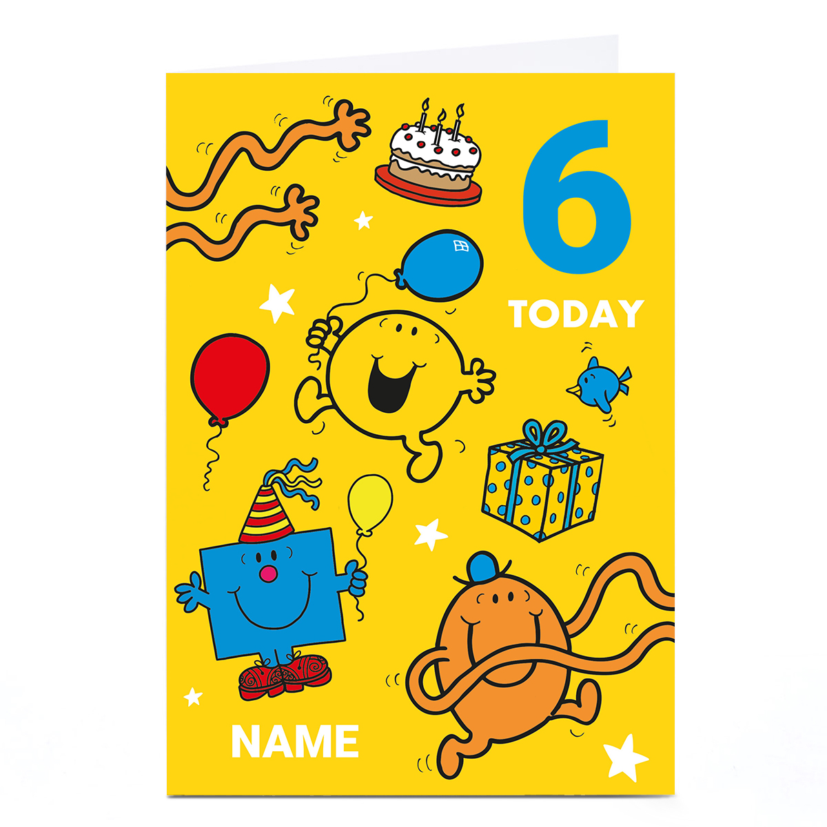 Personalised Birthday Card - Mr Men, Any Age, Any Name