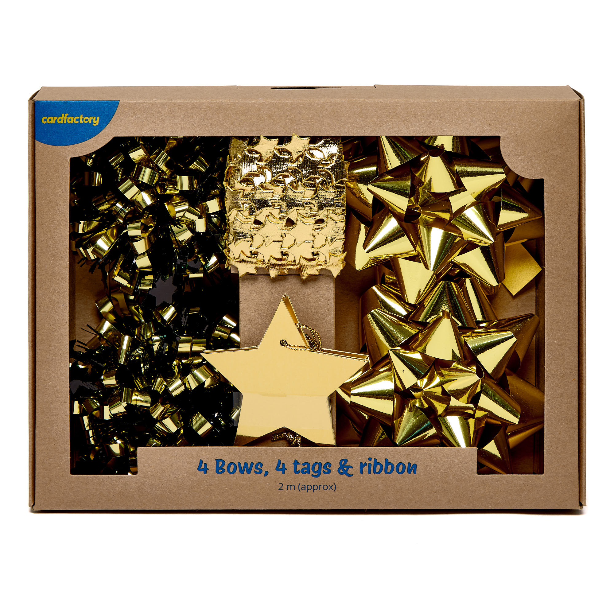 Gold Gift Wrap Accessories - 4 Bows, Tags & Ribbon