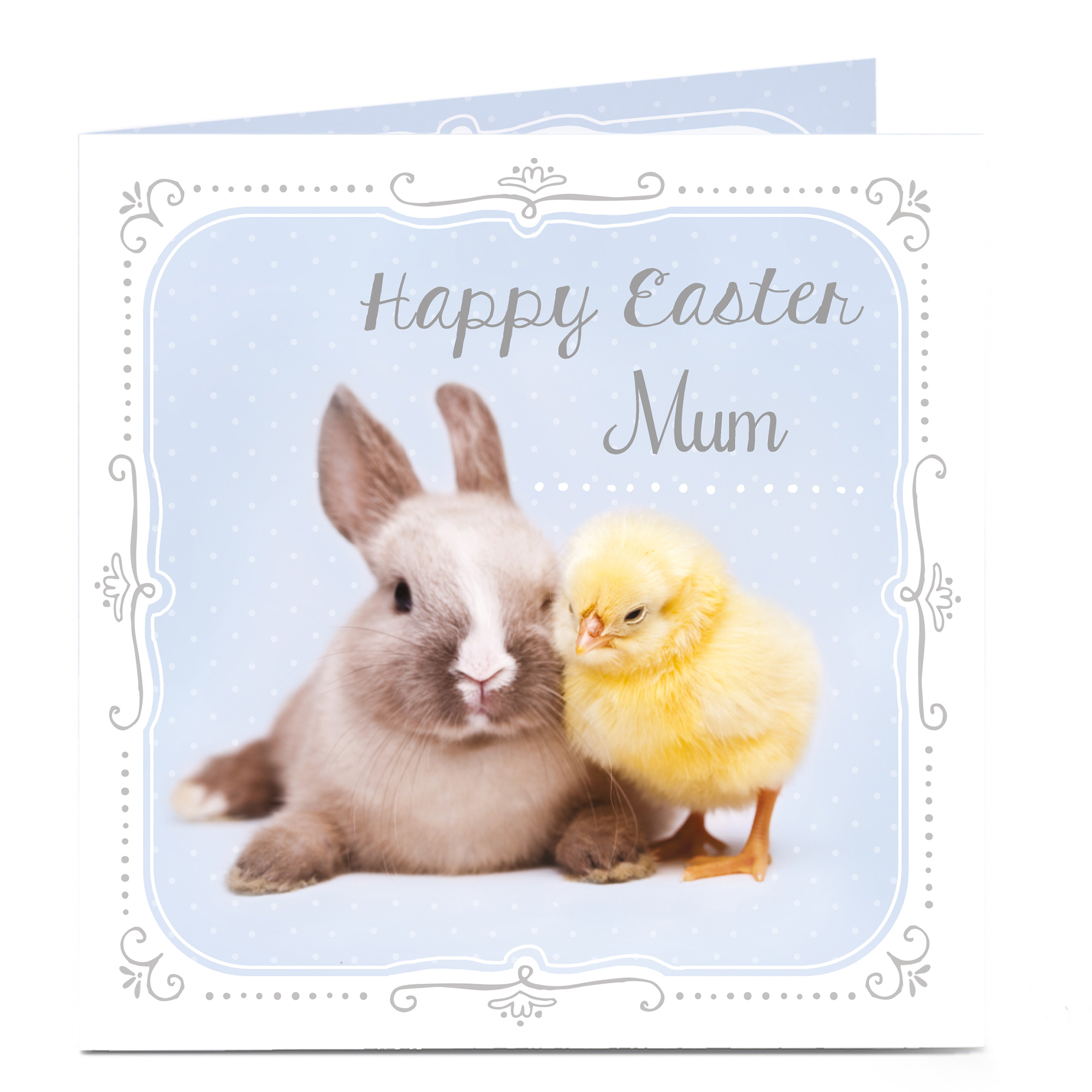 Personalised Easter Card - Fluffy Bunny & Chick