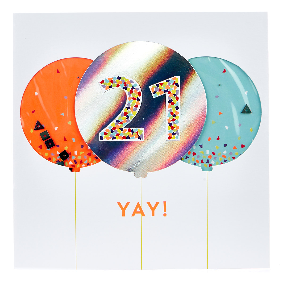 VIP Collection 21st Birthday Card - Neon Confetti