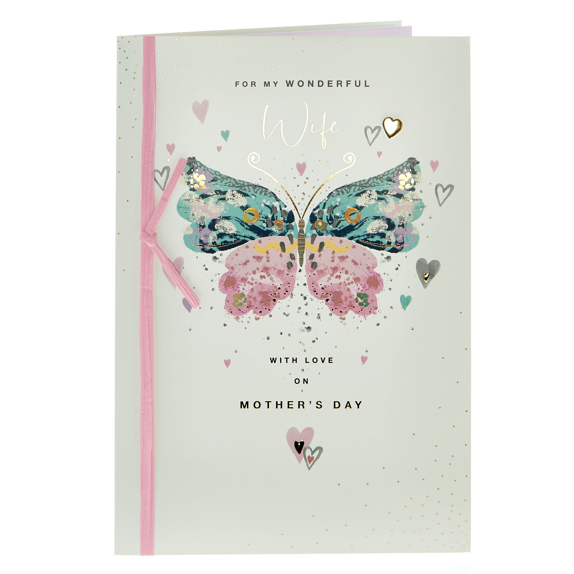 Wife With Love Painted Butterfly Mother's Day Card