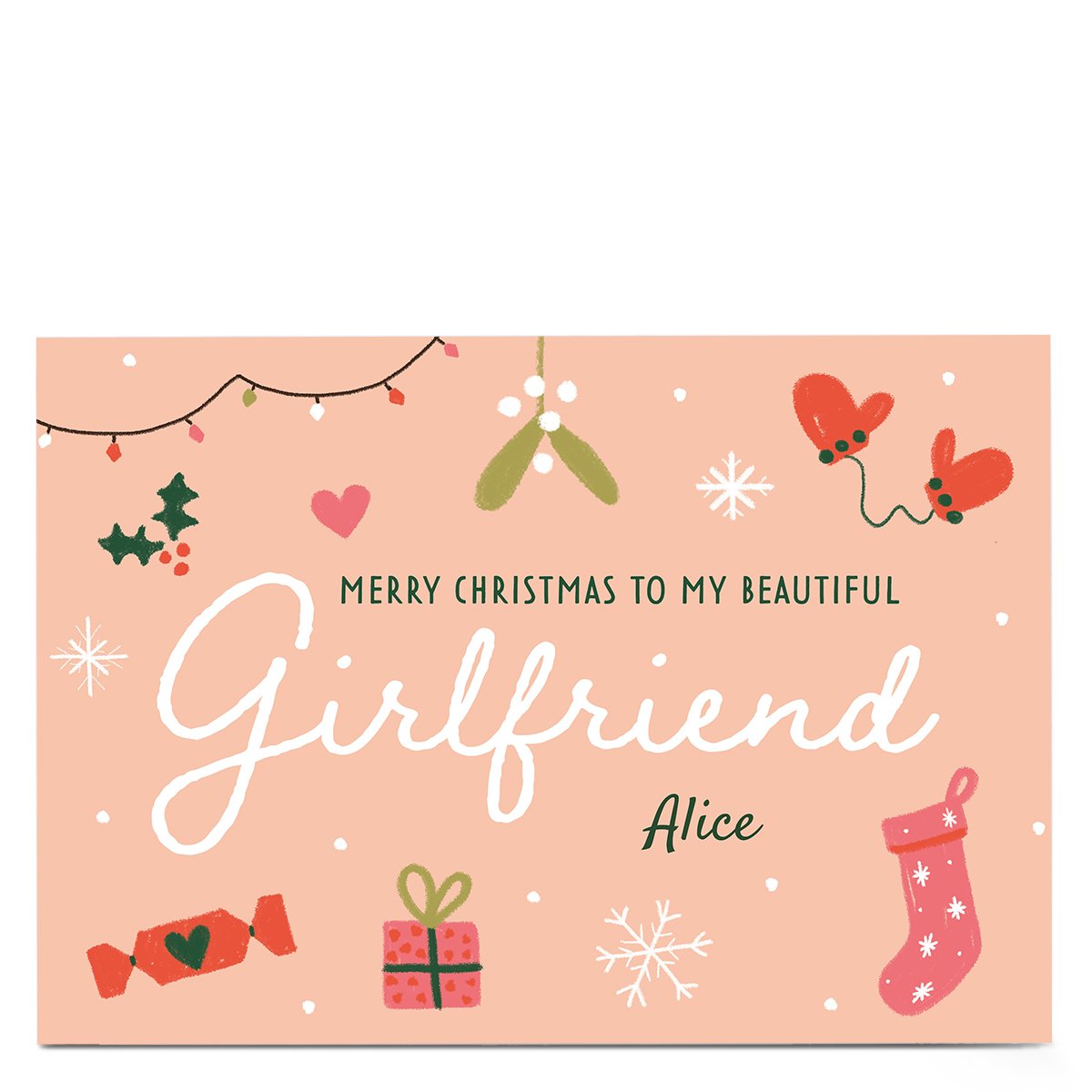 Personalised Juniper & Rose Christmas Card - Girlfriend