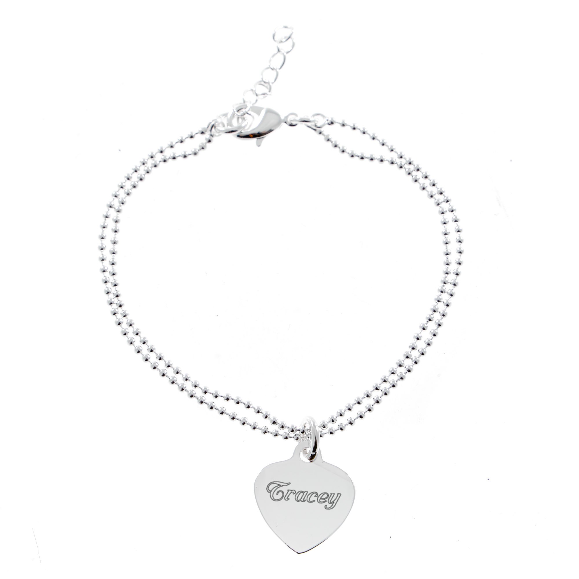 Personalised Engraved Double Chain Silver Bracelet