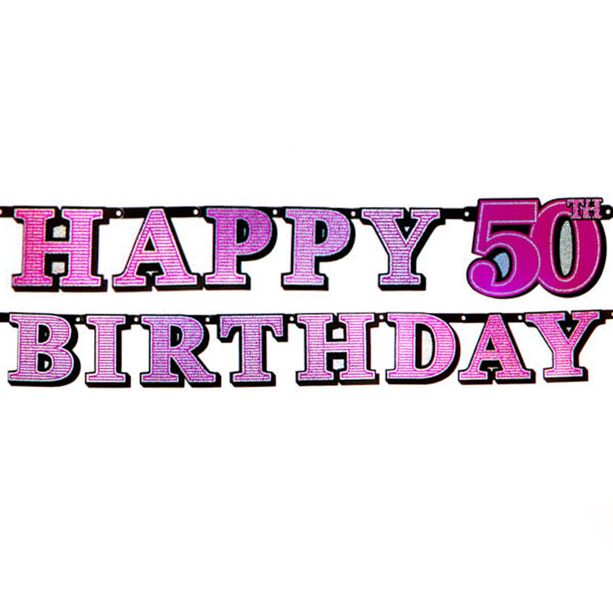 Pink Holographic 50th Birthday Banner