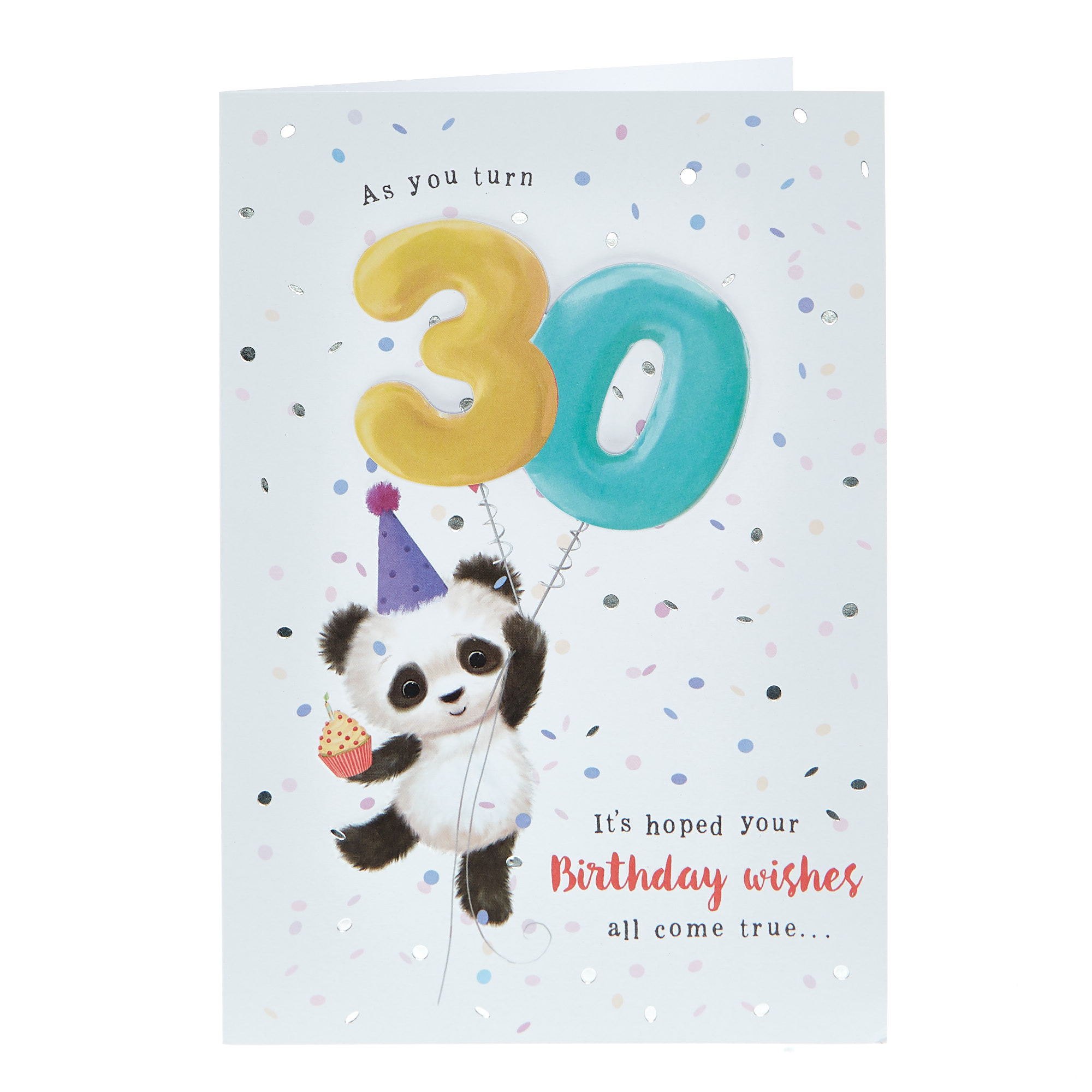 30th Birthday Card - Panda Balloons