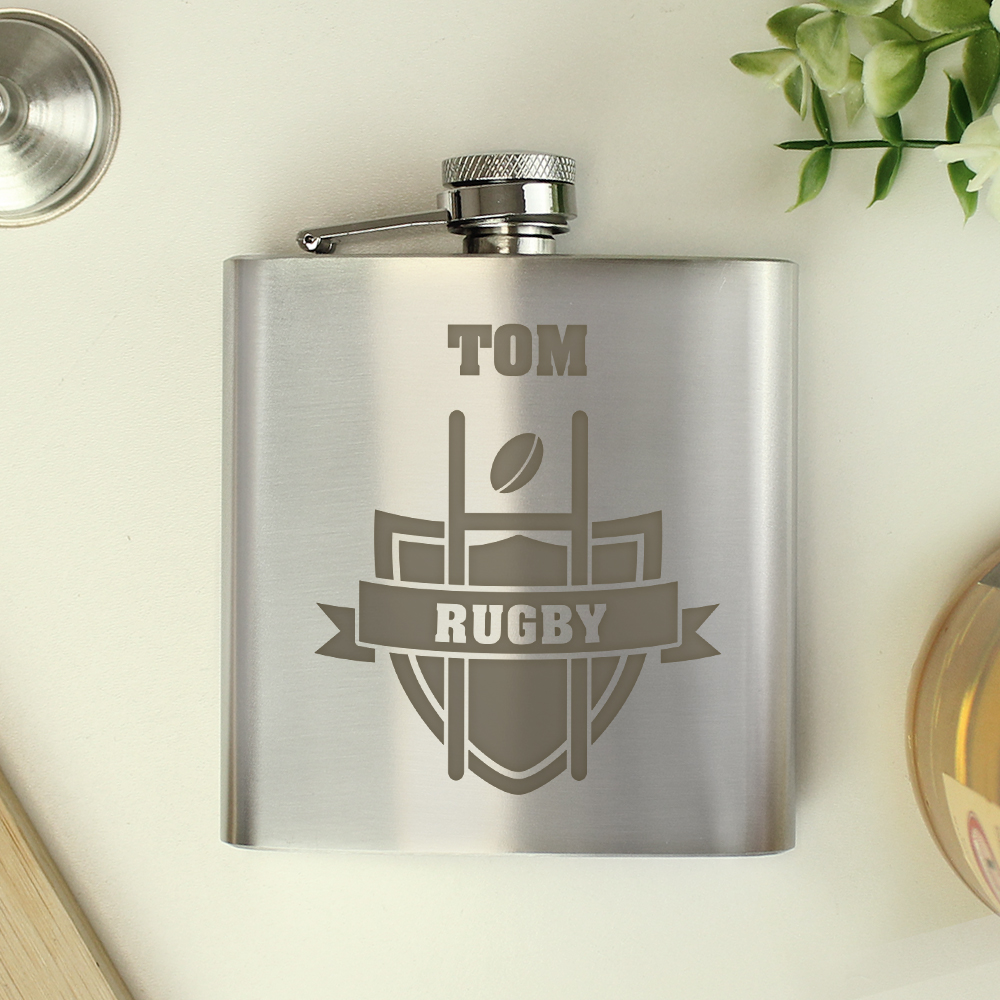Personalised Rugby Hip Flask