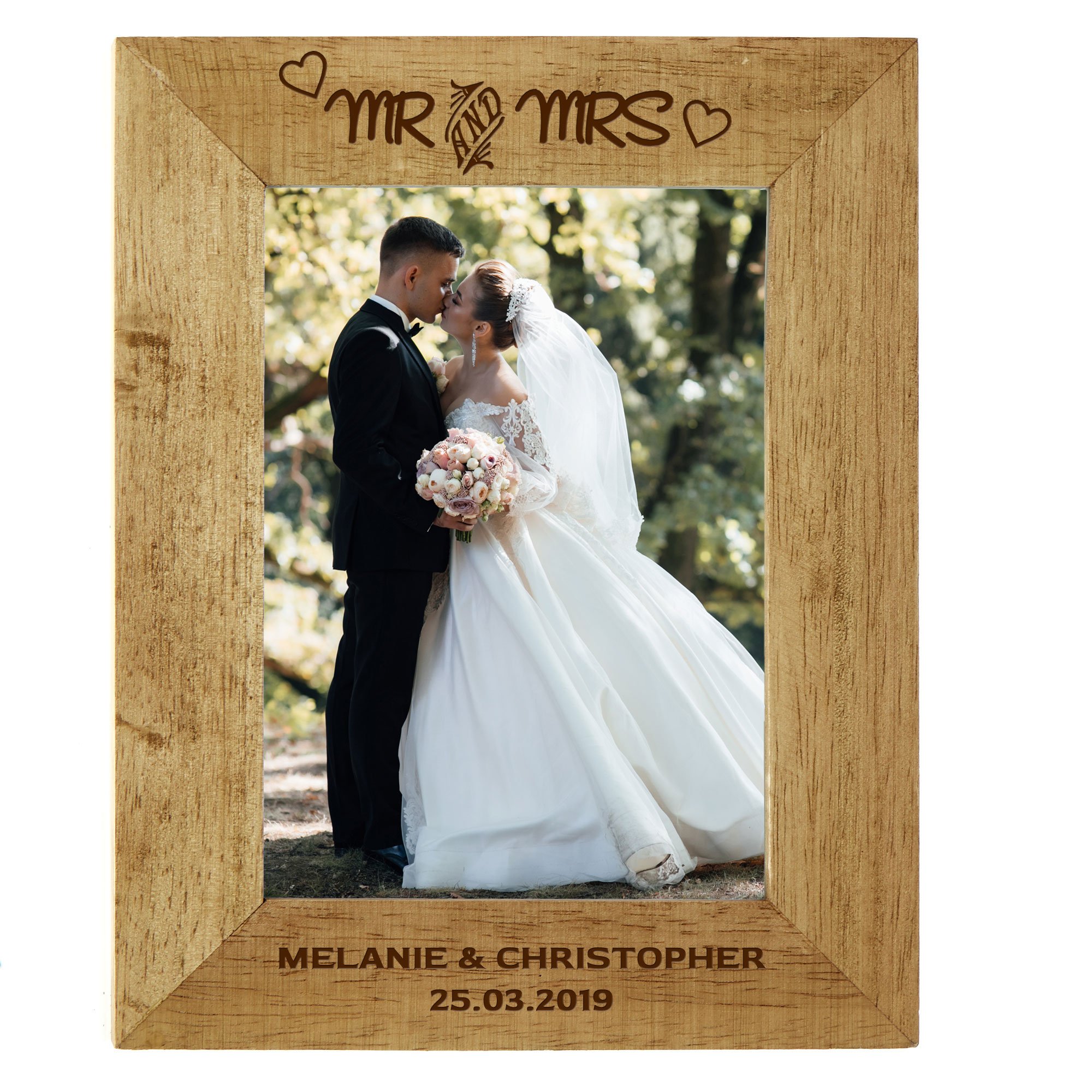 Personalised Engraved Wooden Photo Frame - Mr And Mrs