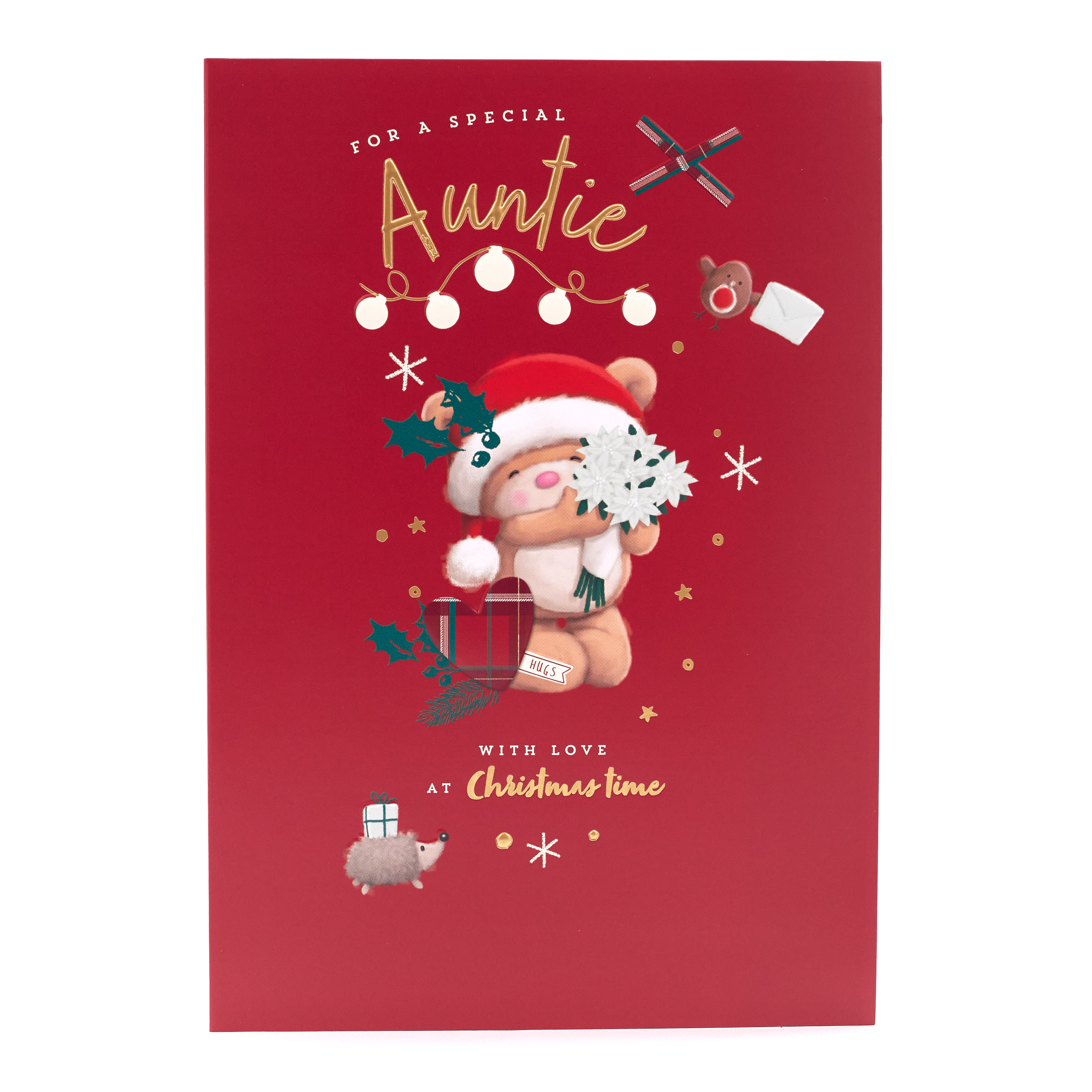 Hugs Bear Christmas Card - For A Special Auntie