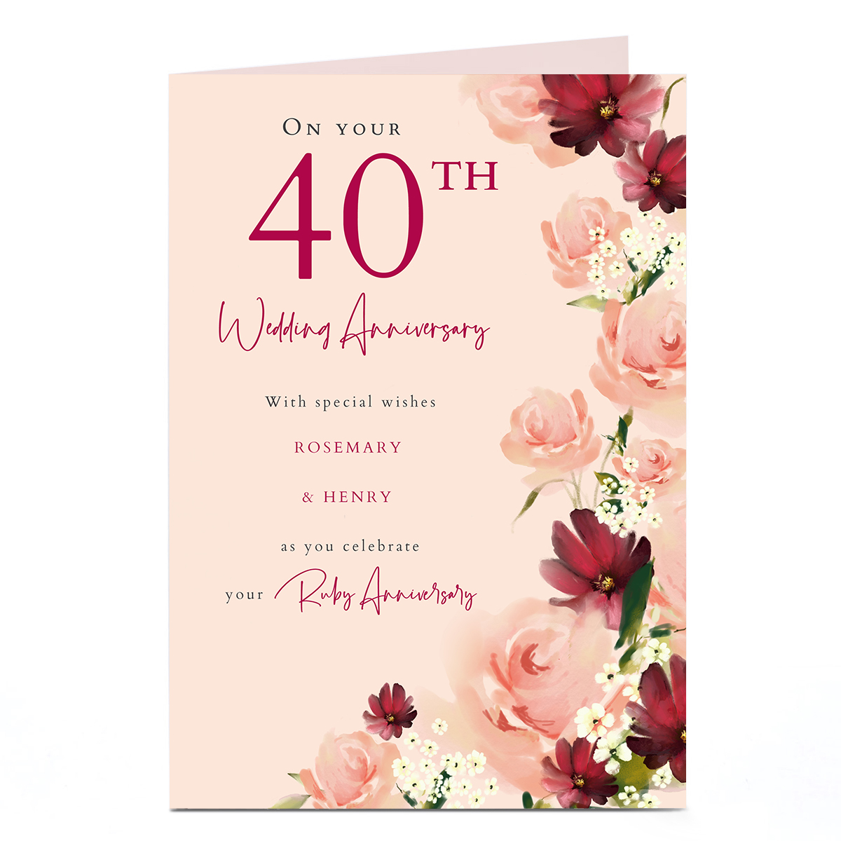 Personalised 40th Anniversary Card - Special Wishes As You Celebrate