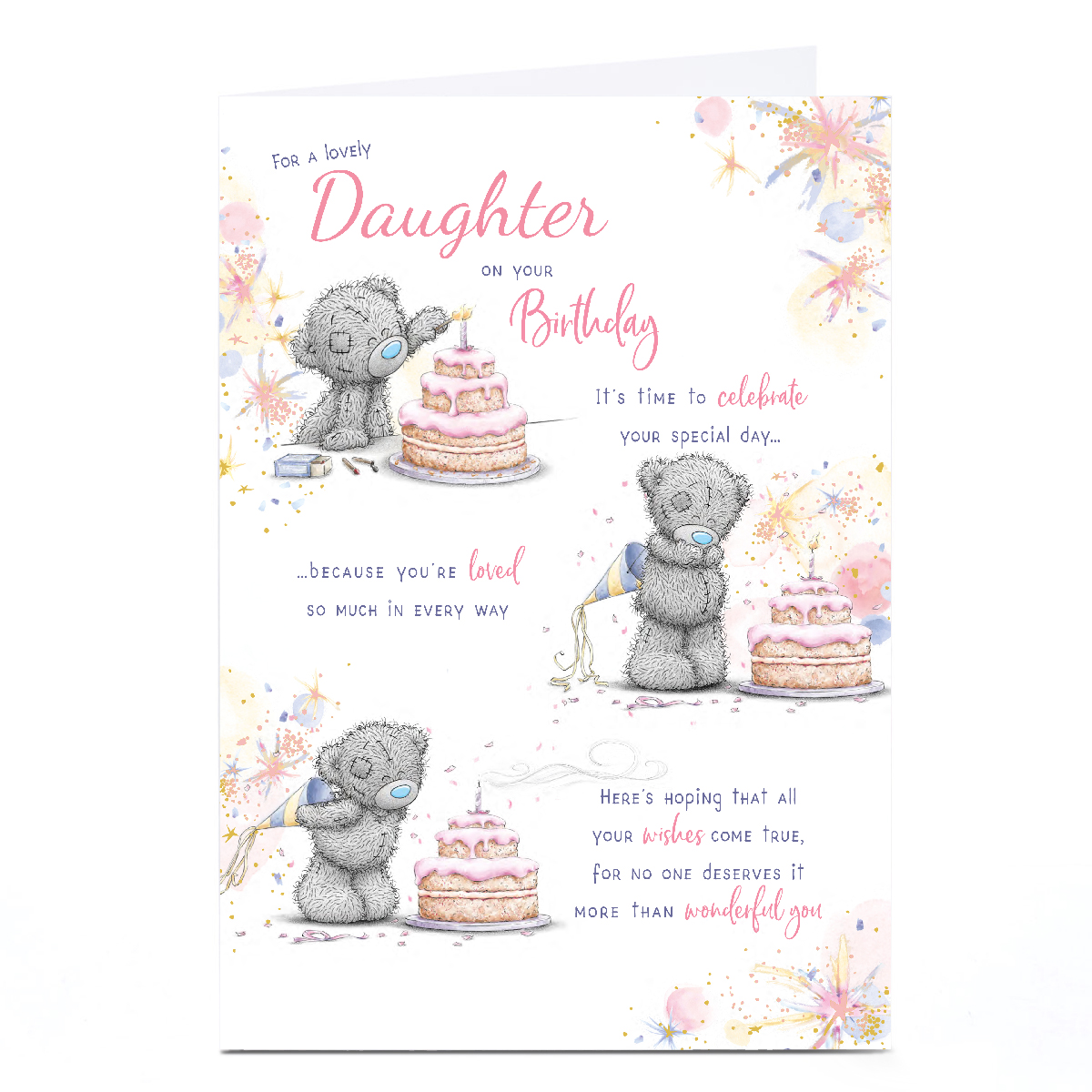 Personalised Tatty Teddy Birthday Card - Birthday Cake, Daughter