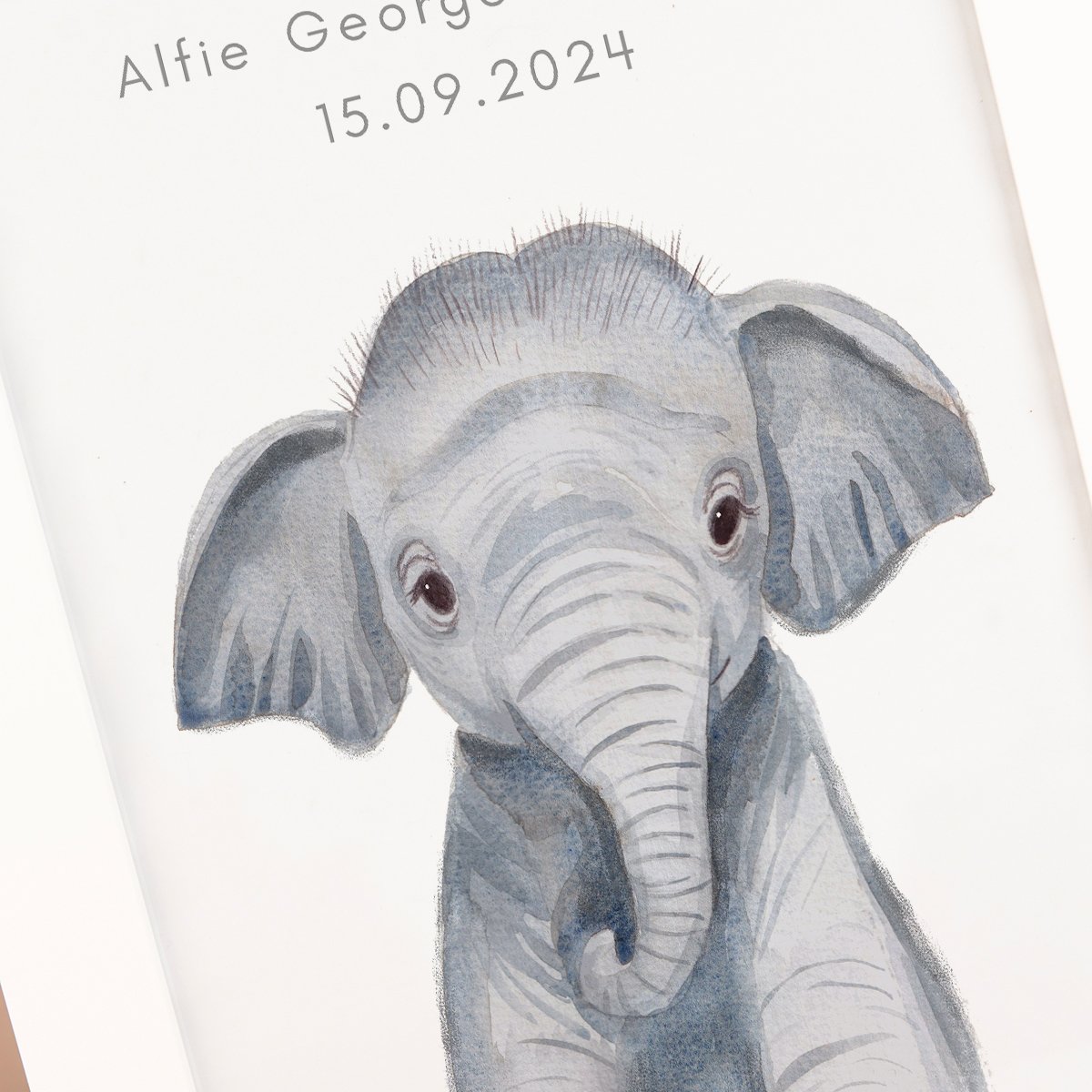 Personalised New Born Elephant Framed Print