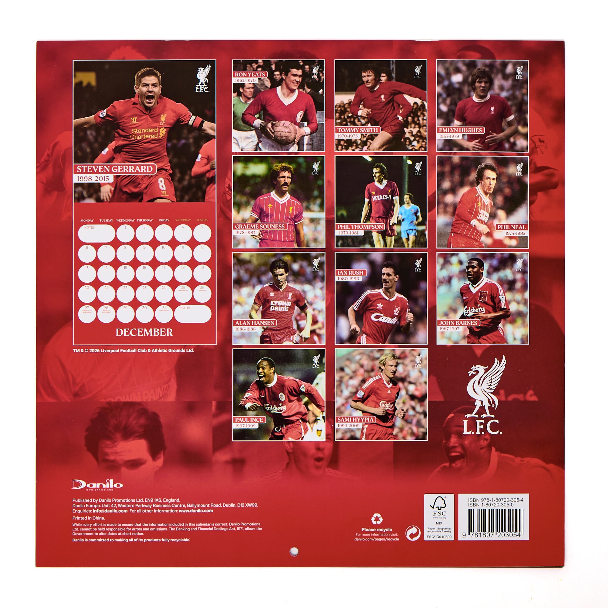 Liverpool FC 2027 Square Wall Calendar 