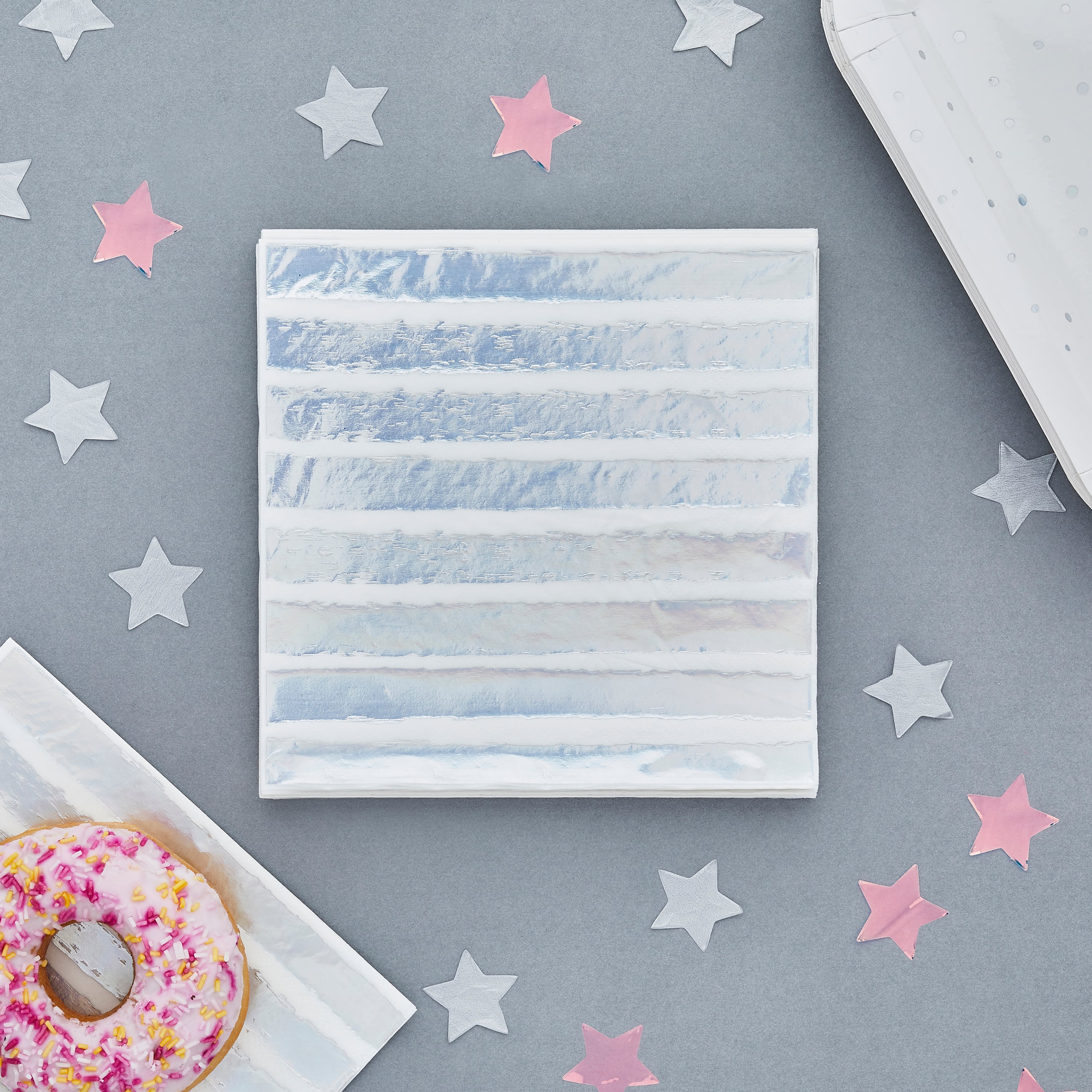 Metallic Iridescent Striped Paper Napkins - Pack of 16