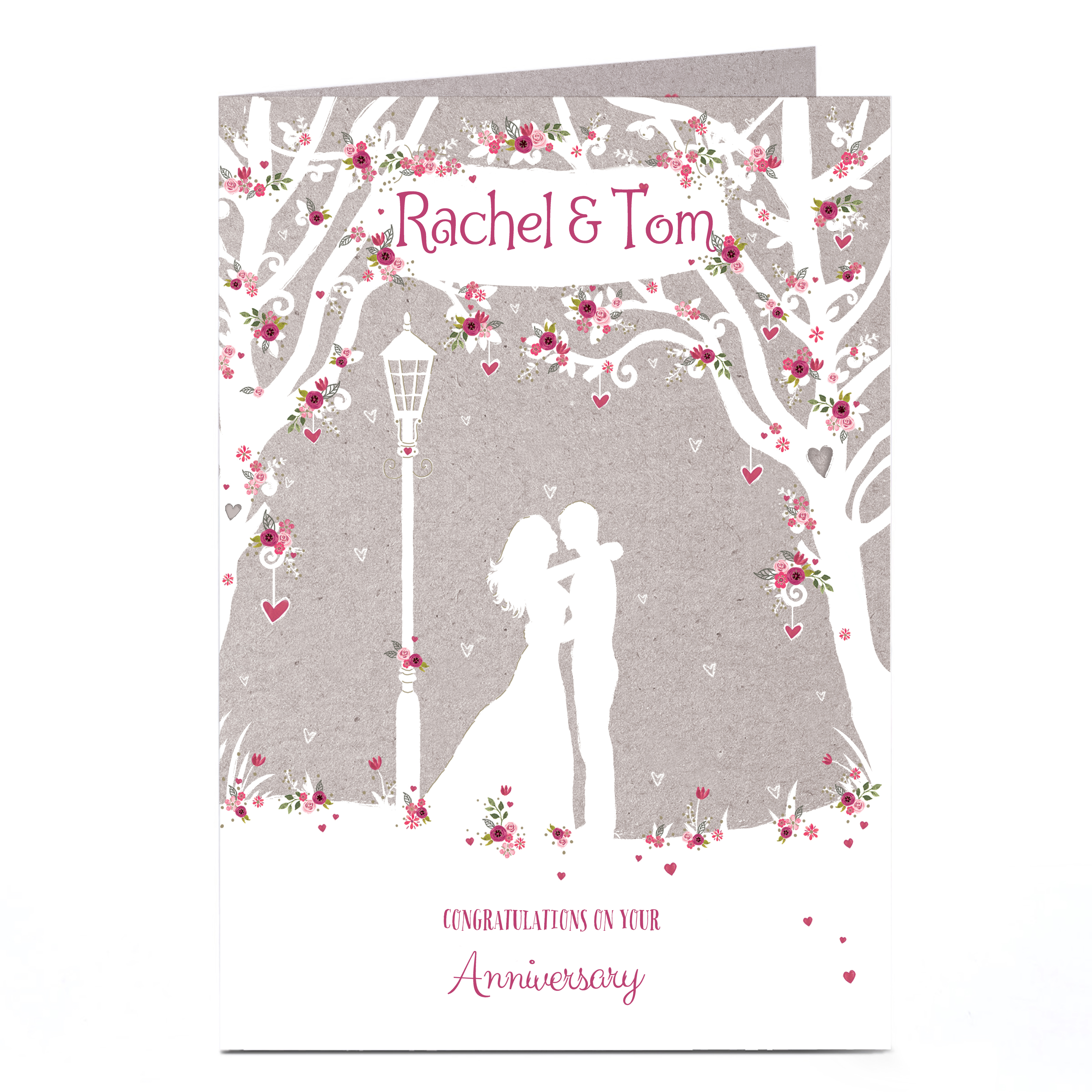 Personalised Anniversary Card - Floral Silhouette