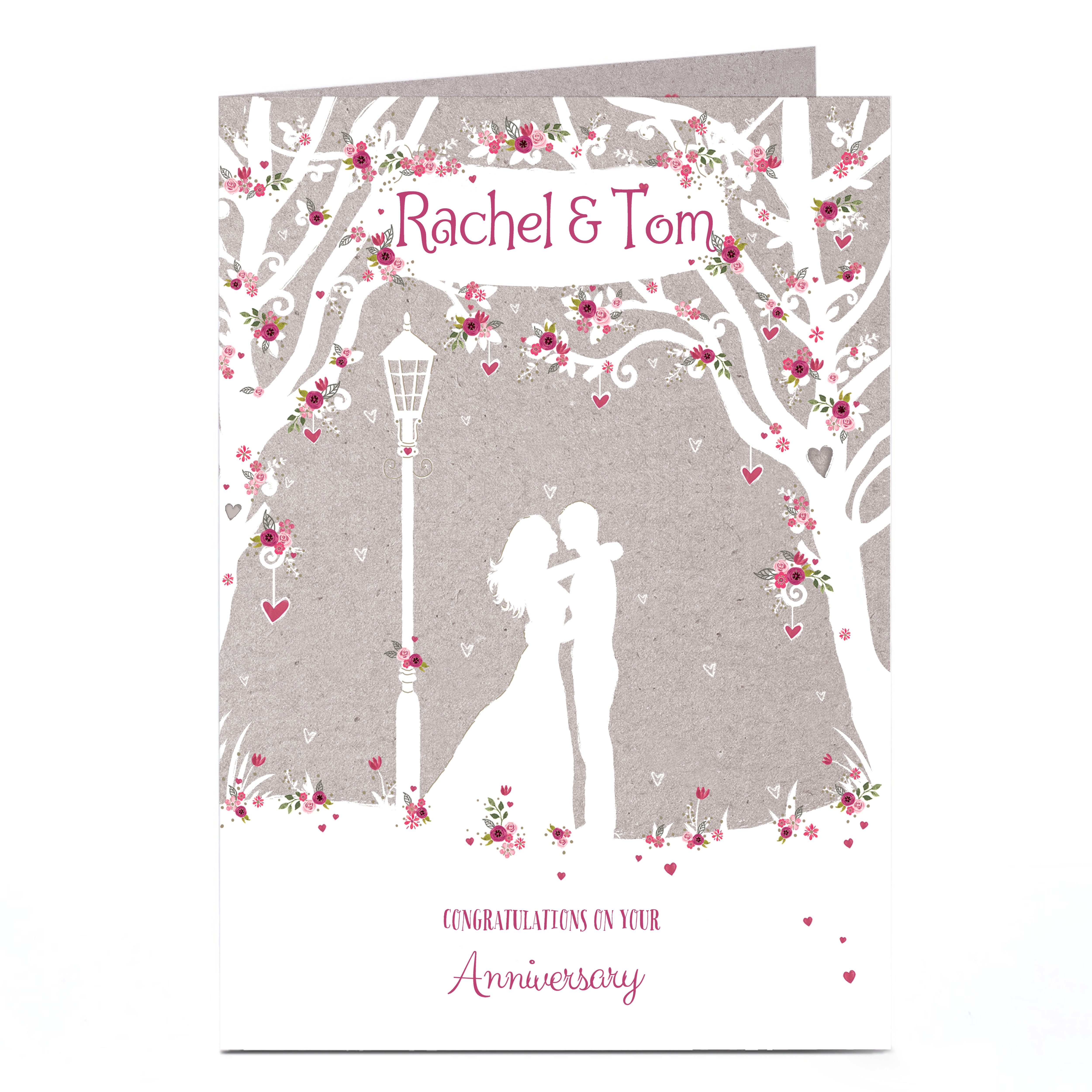 Personalised Anniversary Card - Floral Silhouette