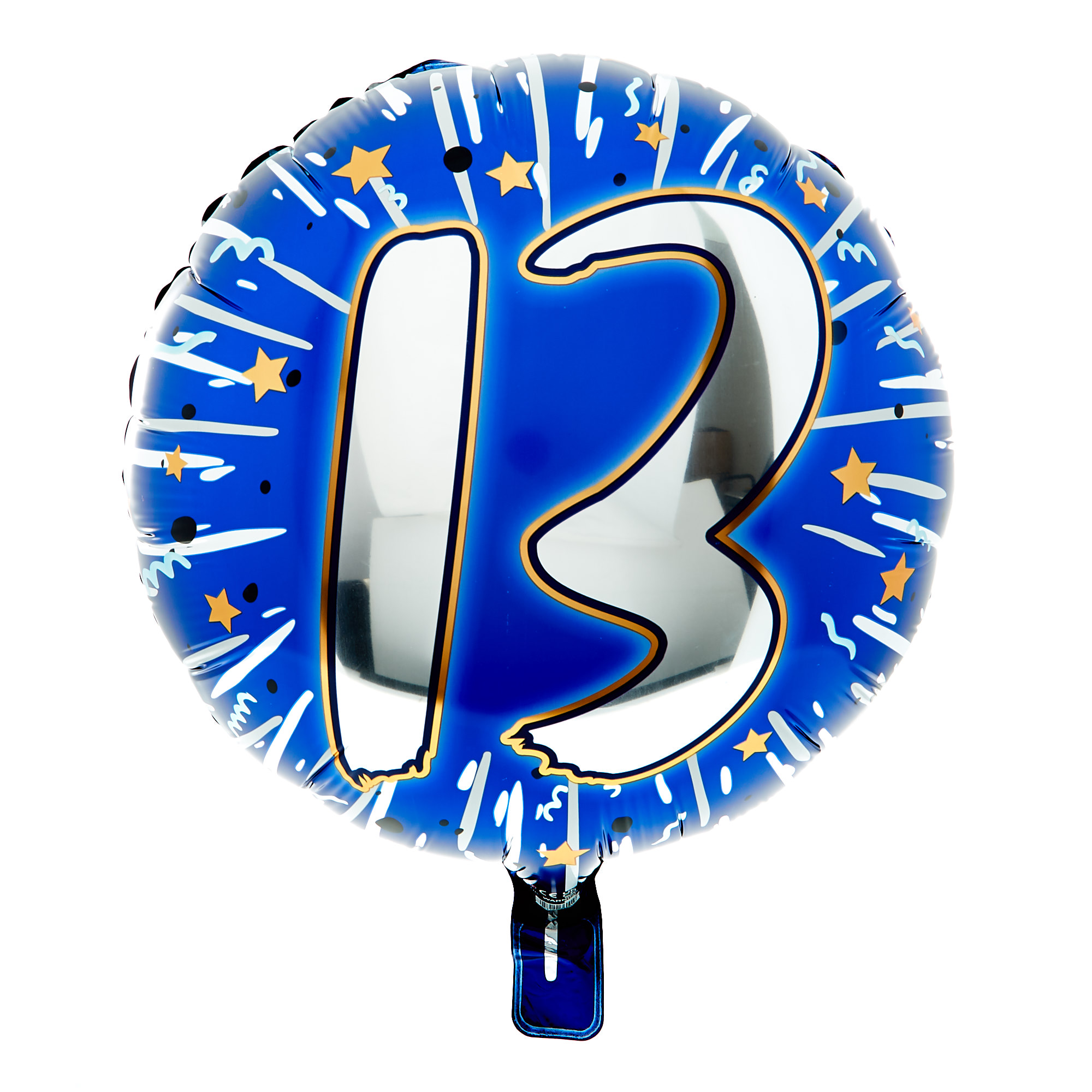 18-Inch Blue & Silver 13th Birthday Foil Helium Balloon
