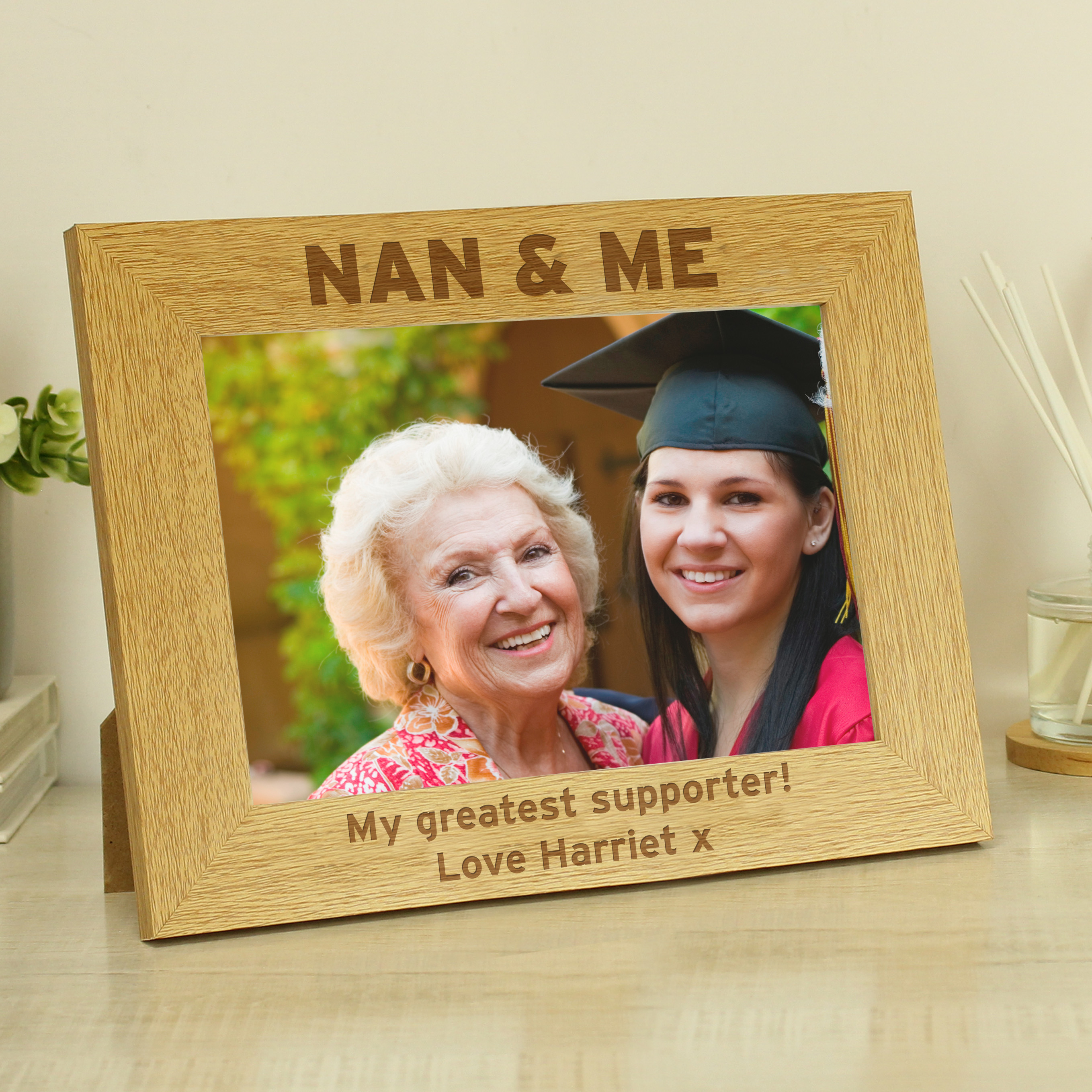 Personalised Nan & Me 5x7 Landscape Oak Finish Photo Frame